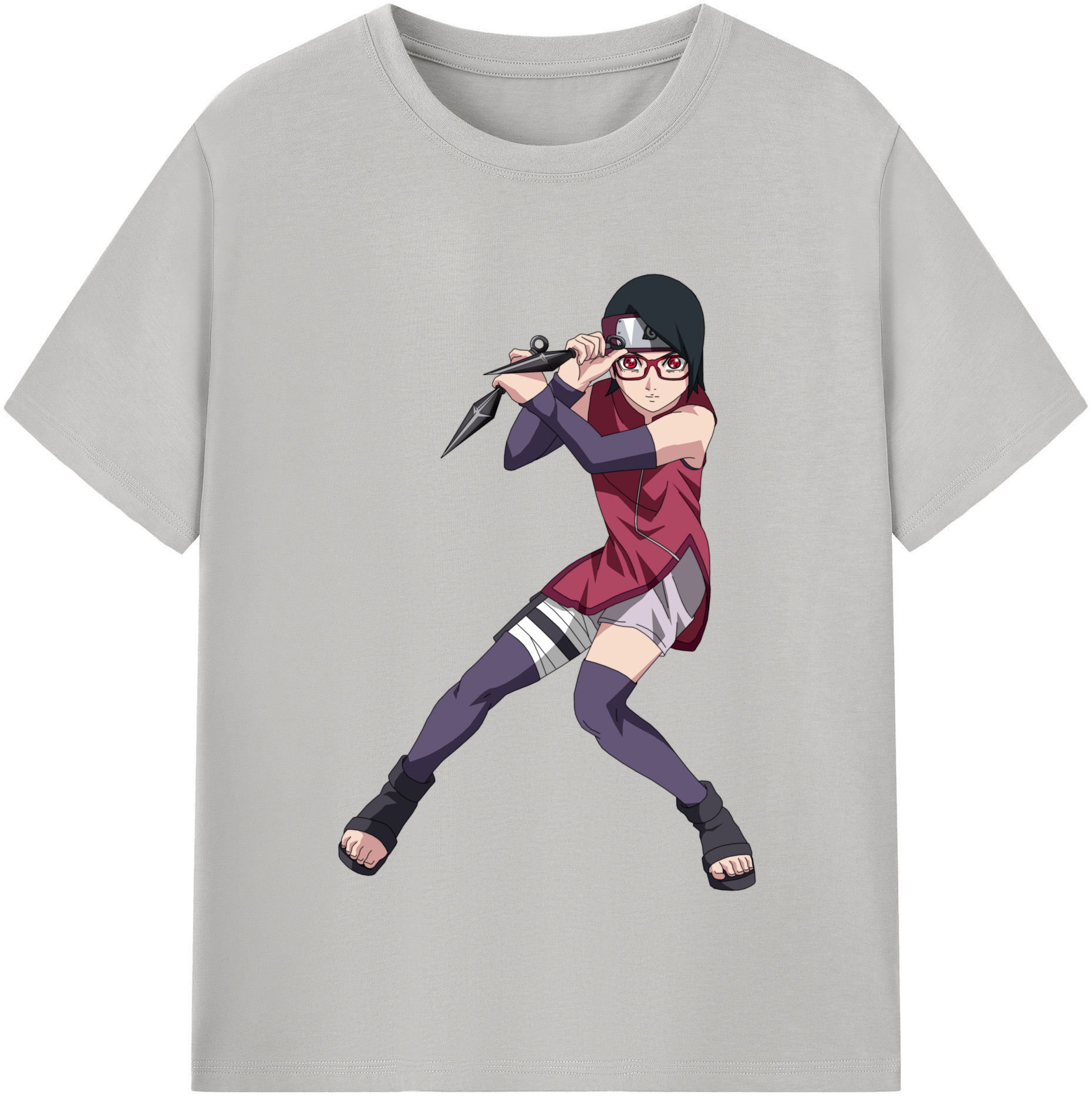 （画像用） NARUTO -ナルト- うちは サラダ Uchiha Sarada レディースカジュアルプリントTシャツ（綿100％）