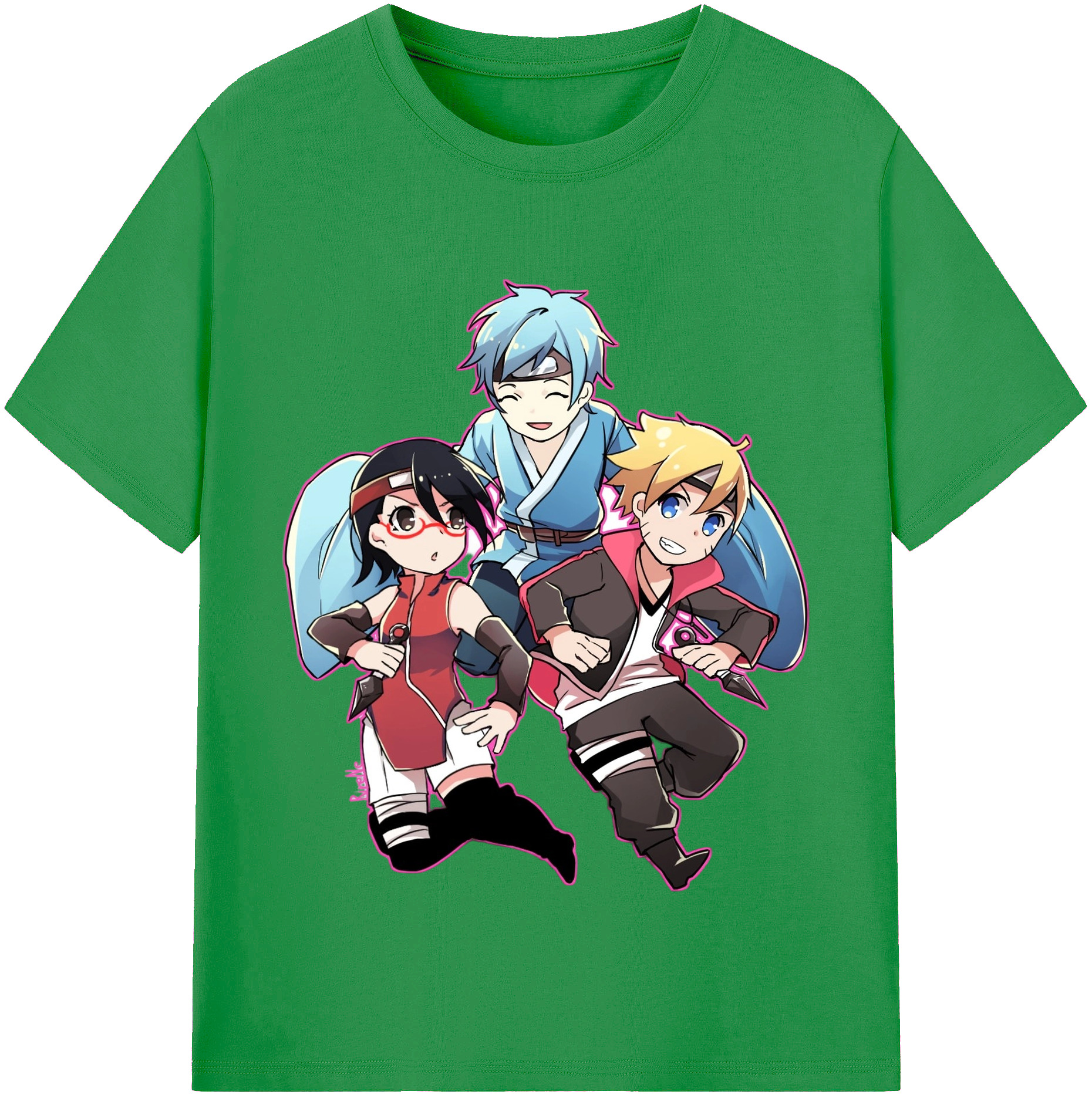 （画像用） NARUTO -ナルト- うちは サラダ Uchiha Sarada レディースカジュアルプリントTシャツ（綿100％）