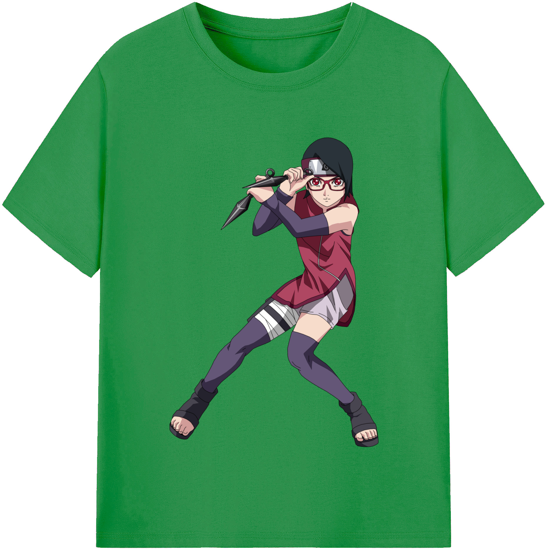 （画像用） NARUTO -ナルト- うちは サラダ Uchiha Sarada レディースカジュアルプリントTシャツ（綿100％）