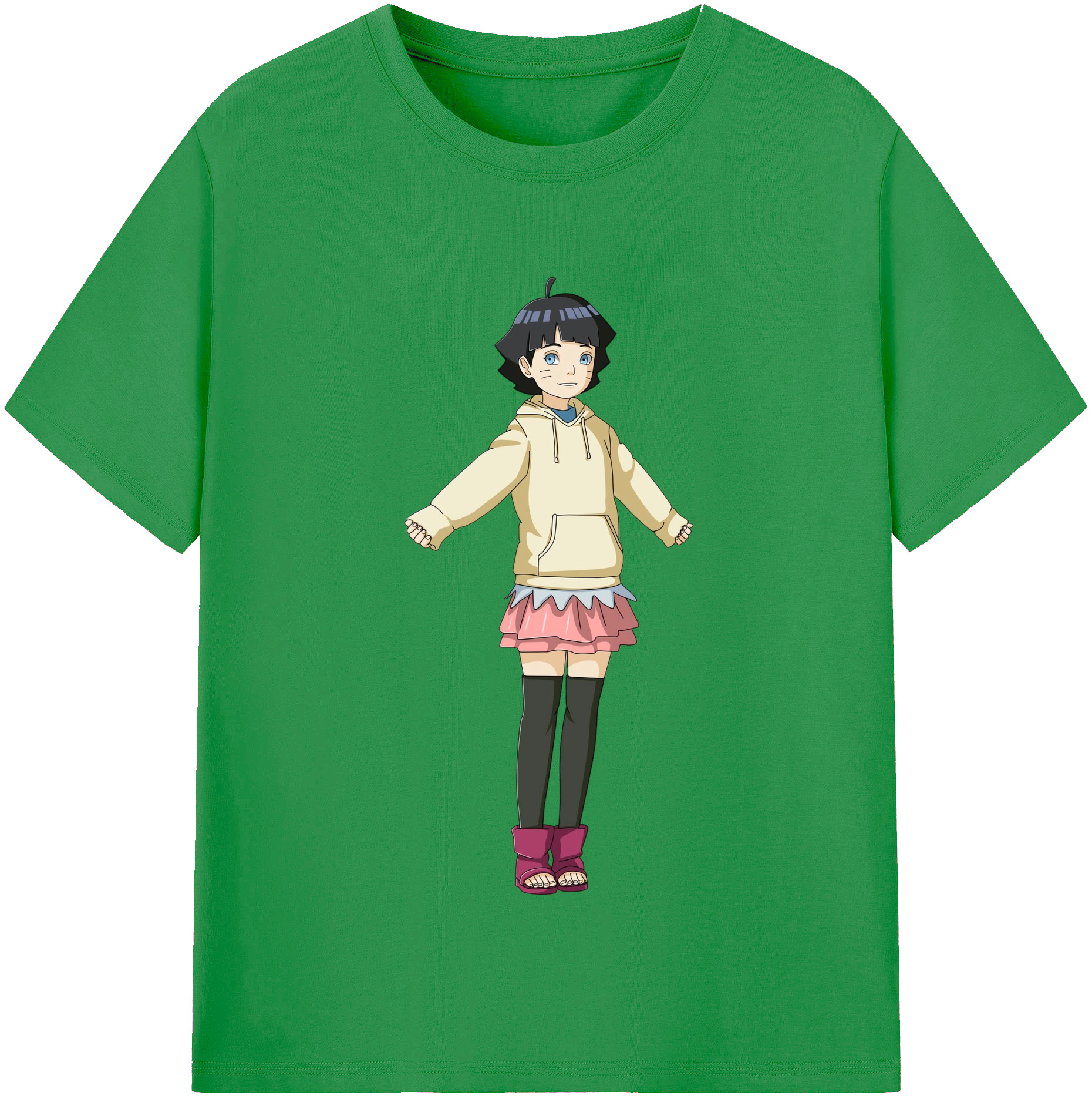 （画像用） NARUTO -ナルト- うずまき ヒマワリ Uzumaki Himawari レディースカジュアルプリントTシャツ（綿100％）