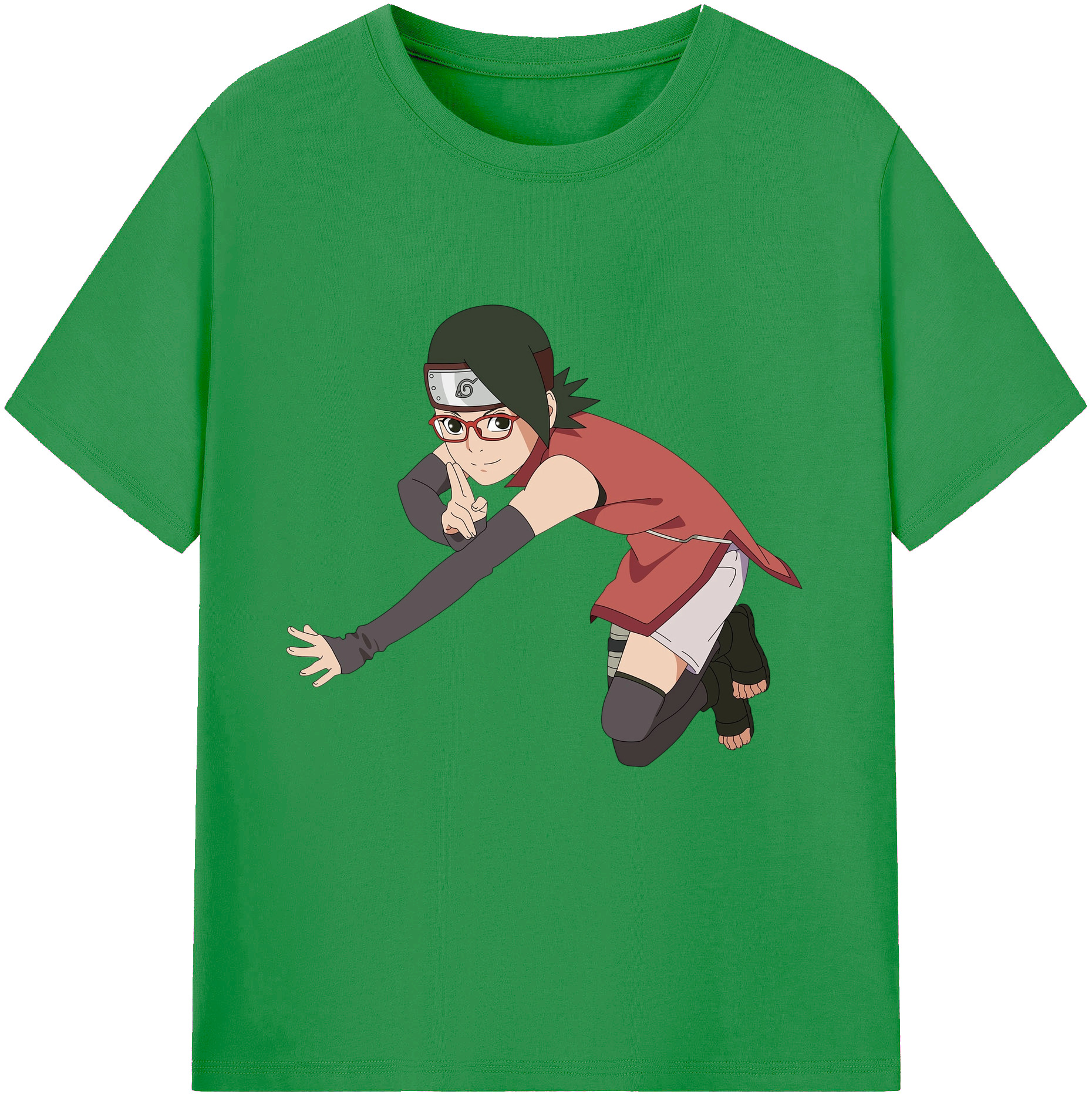 （画像用） NARUTO -ナルト- うちは サラダ Uchiha Sarada レディースカジュアルプリントTシャツ（綿100％）
