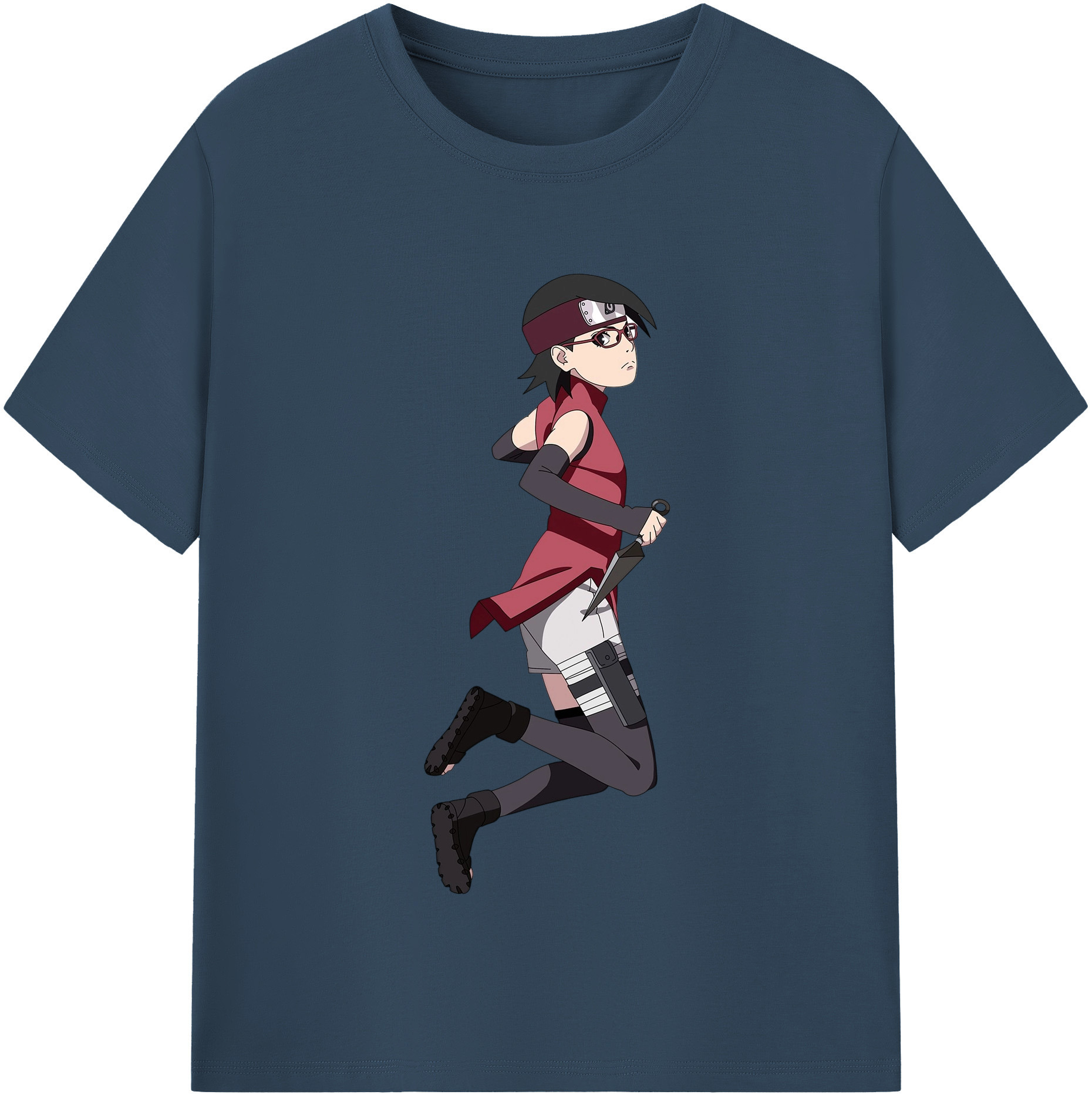 （画像用） NARUTO -ナルト- うちは サラダ Uchiha Sarada レディースカジュアルプリントTシャツ（綿100％）