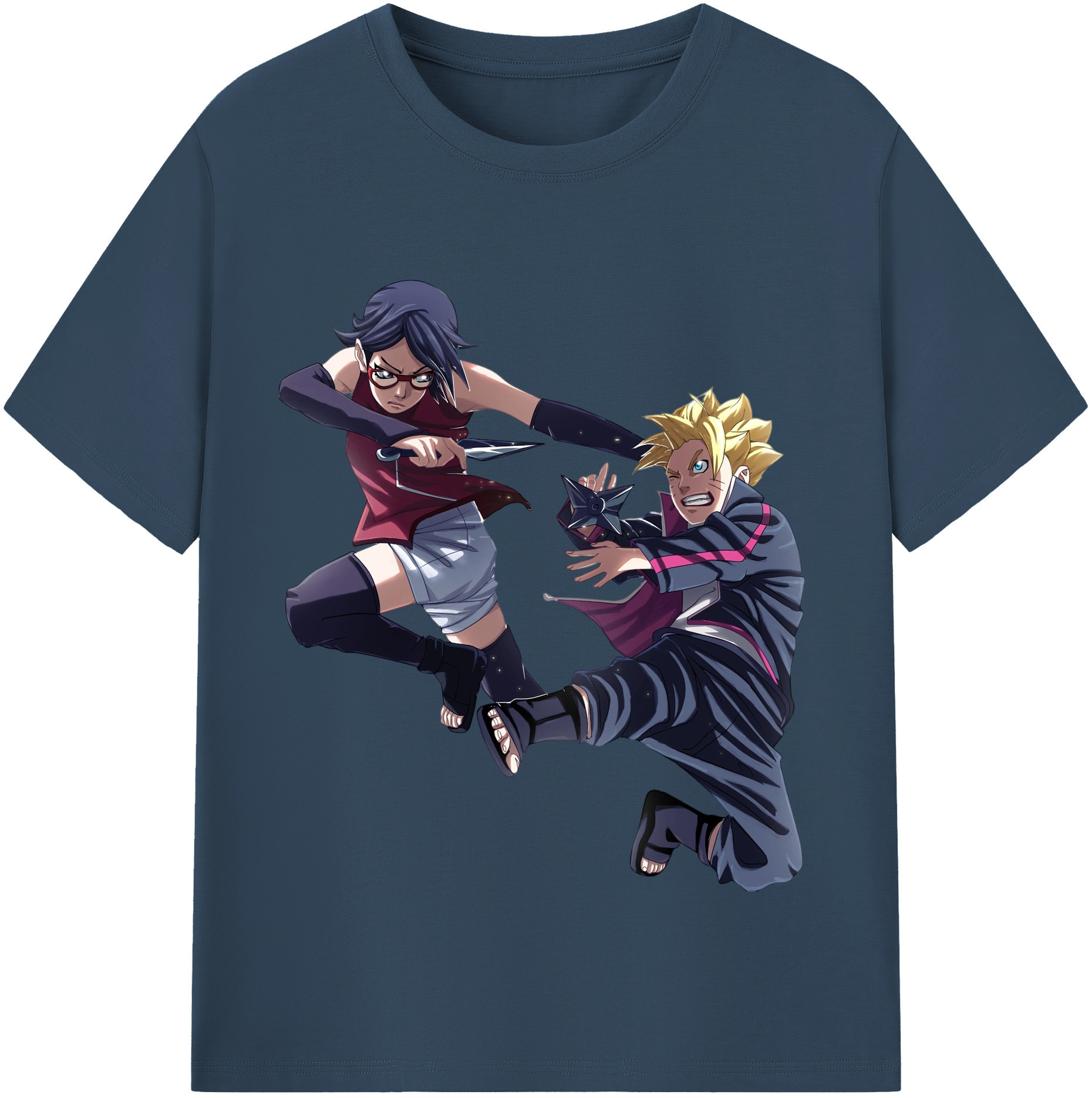 （画像用） NARUTO -ナルト- うちは サラダ Uchiha Sarada レディースカジュアルプリントTシャツ（綿100％）