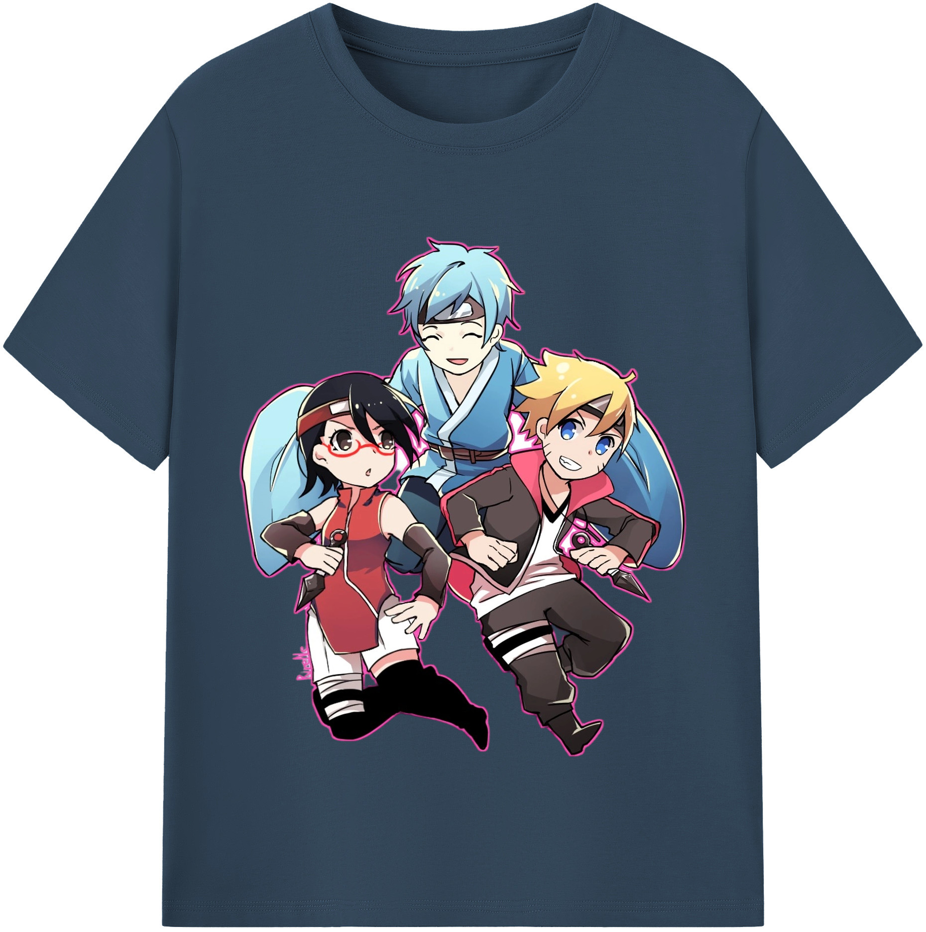 （画像用） NARUTO -ナルト- うちは サラダ Uchiha Sarada レディースカジュアルプリントTシャツ（綿100％）