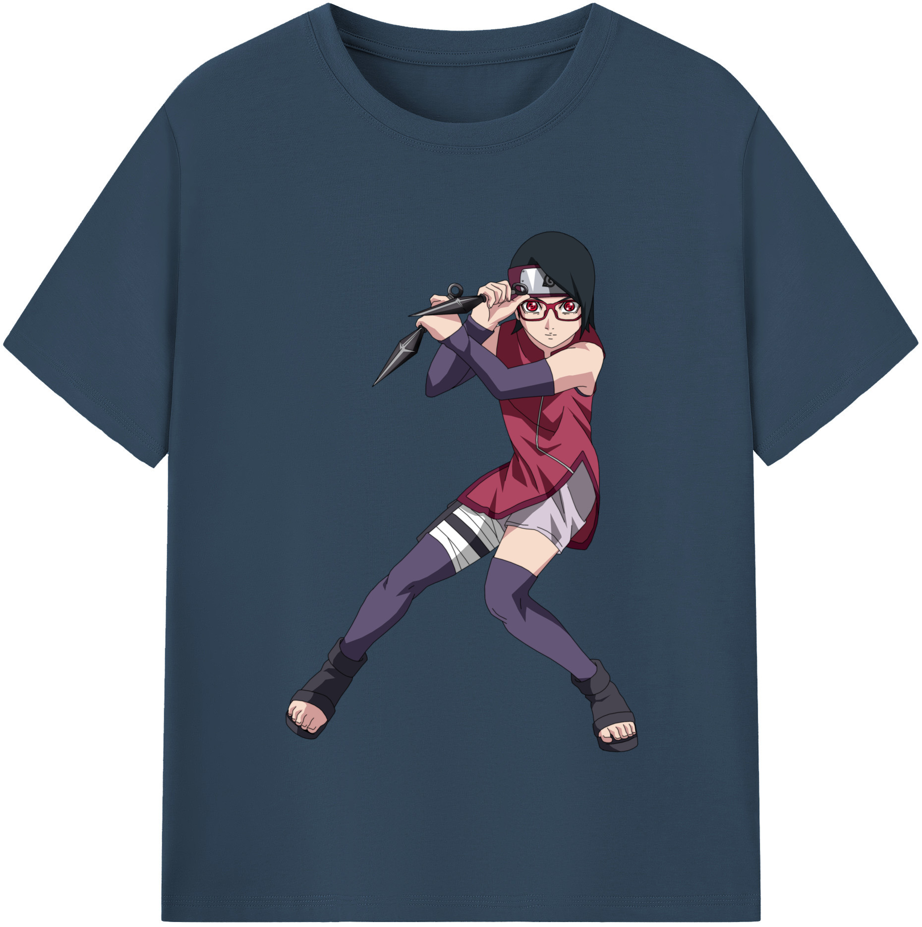 （画像用） NARUTO -ナルト- うちは サラダ Uchiha Sarada レディースカジュアルプリントTシャツ（綿100％）