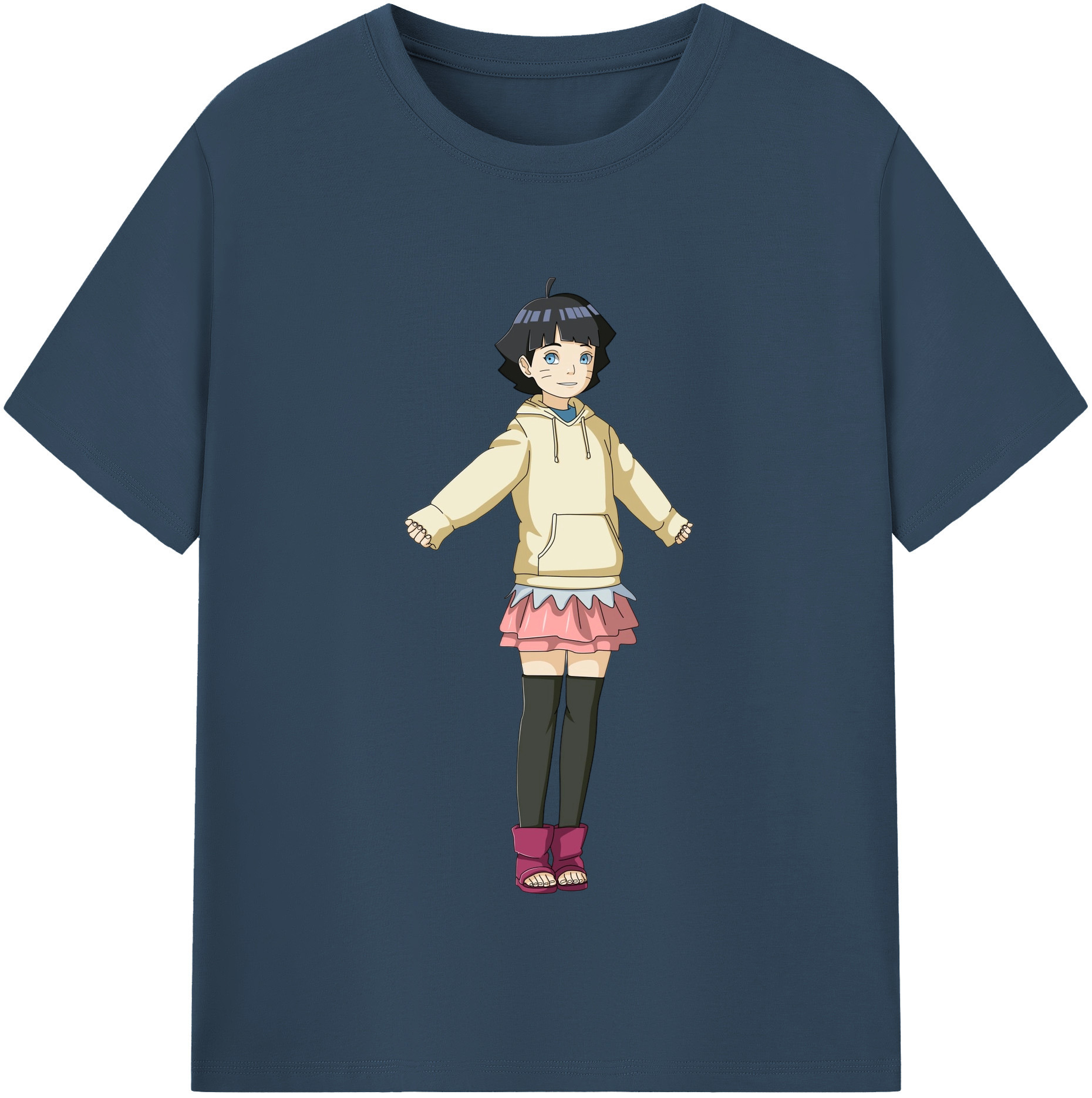 （画像用） NARUTO -ナルト- うずまき ヒマワリ Uzumaki Himawari レディースカジュアルプリントTシャツ（綿100％）