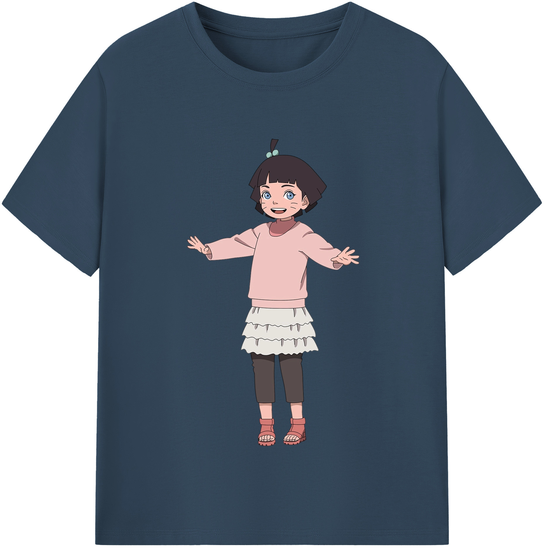 （画像用） NARUTO -ナルト- うずまき ヒマワリ Uzumaki Himawari レディースカジュアルプリントTシャツ（綿100％）