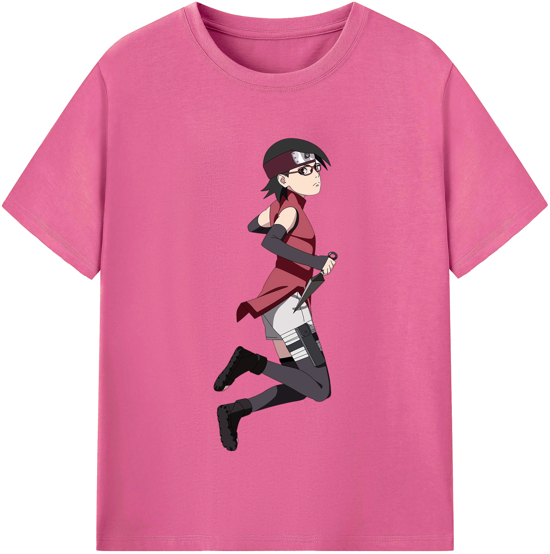 （画像用） NARUTO -ナルト- うちは サラダ Uchiha Sarada レディースカジュアルプリントTシャツ（綿100％）