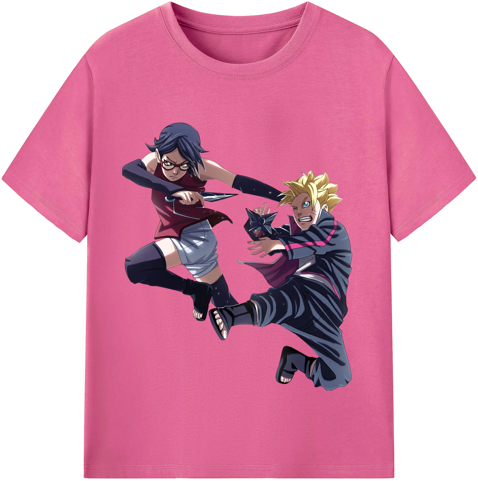 （画像用） NARUTO -ナルト- うちは サラダ Uchiha Sarada レディースカジュアルプリントTシャツ（綿100％）