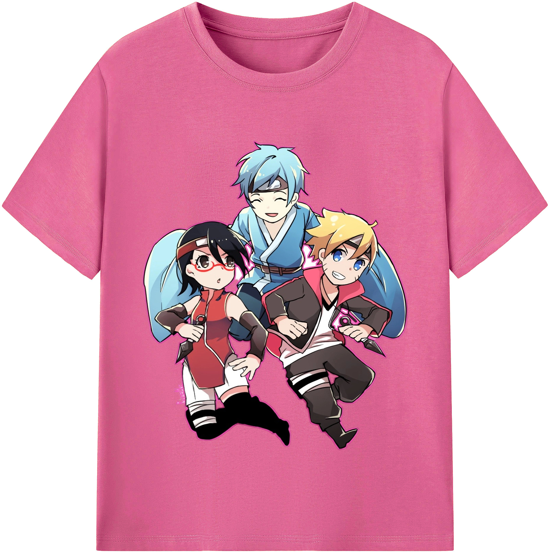 （画像用） NARUTO -ナルト- うちは サラダ Uchiha Sarada レディースカジュアルプリントTシャツ（綿100％）