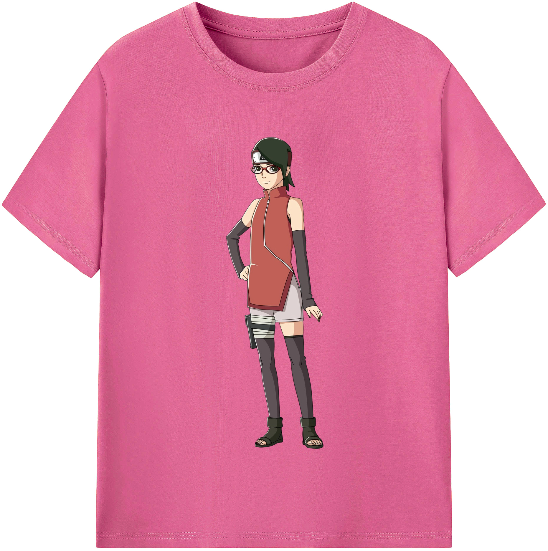 （画像用） NARUTO -ナルト- うちは サラダ Uchiha Sarada レディースカジュアルプリントTシャツ（綿100％）