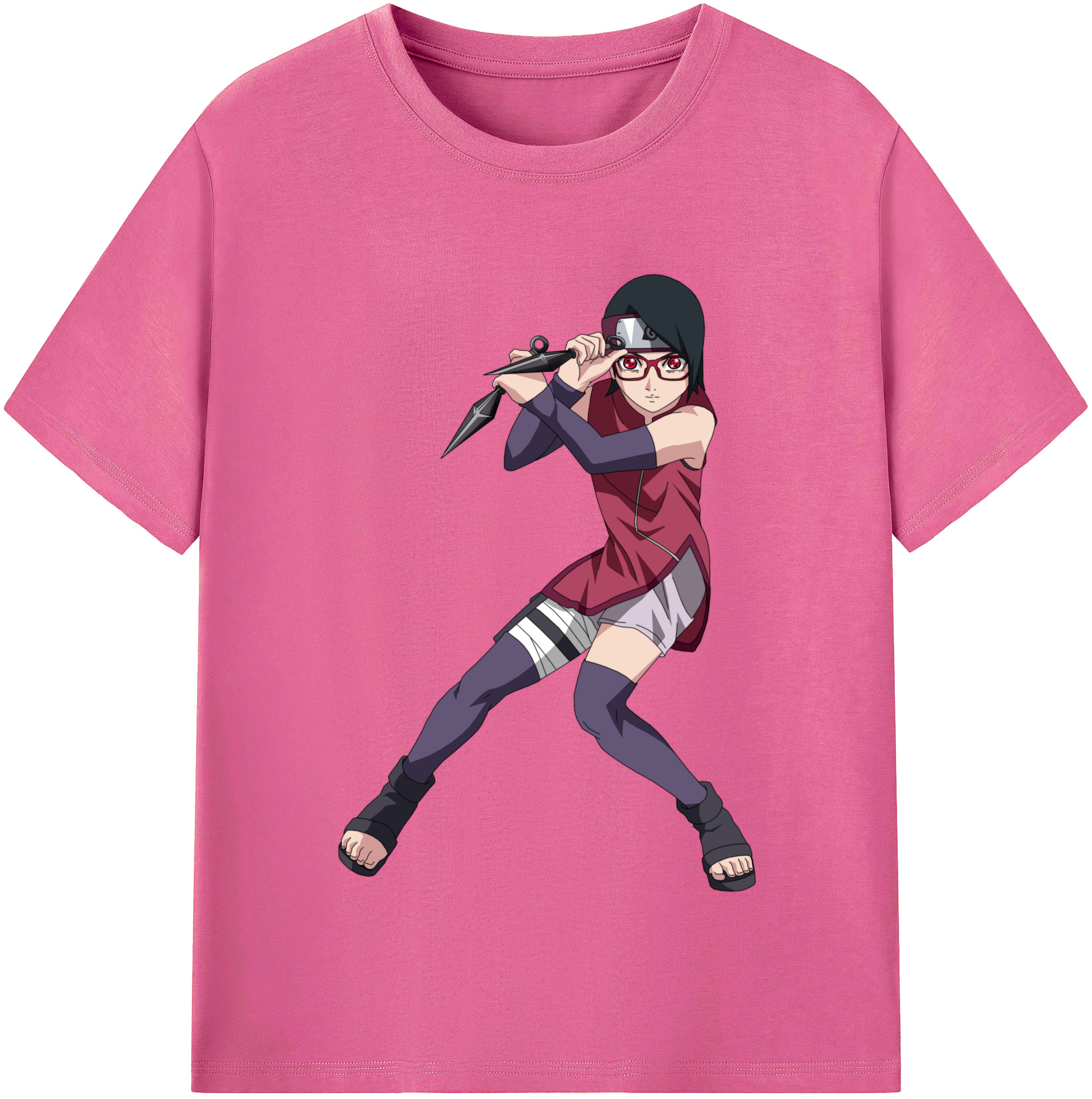 （画像用） NARUTO -ナルト- うちは サラダ Uchiha Sarada レディースカジュアルプリントTシャツ（綿100％）