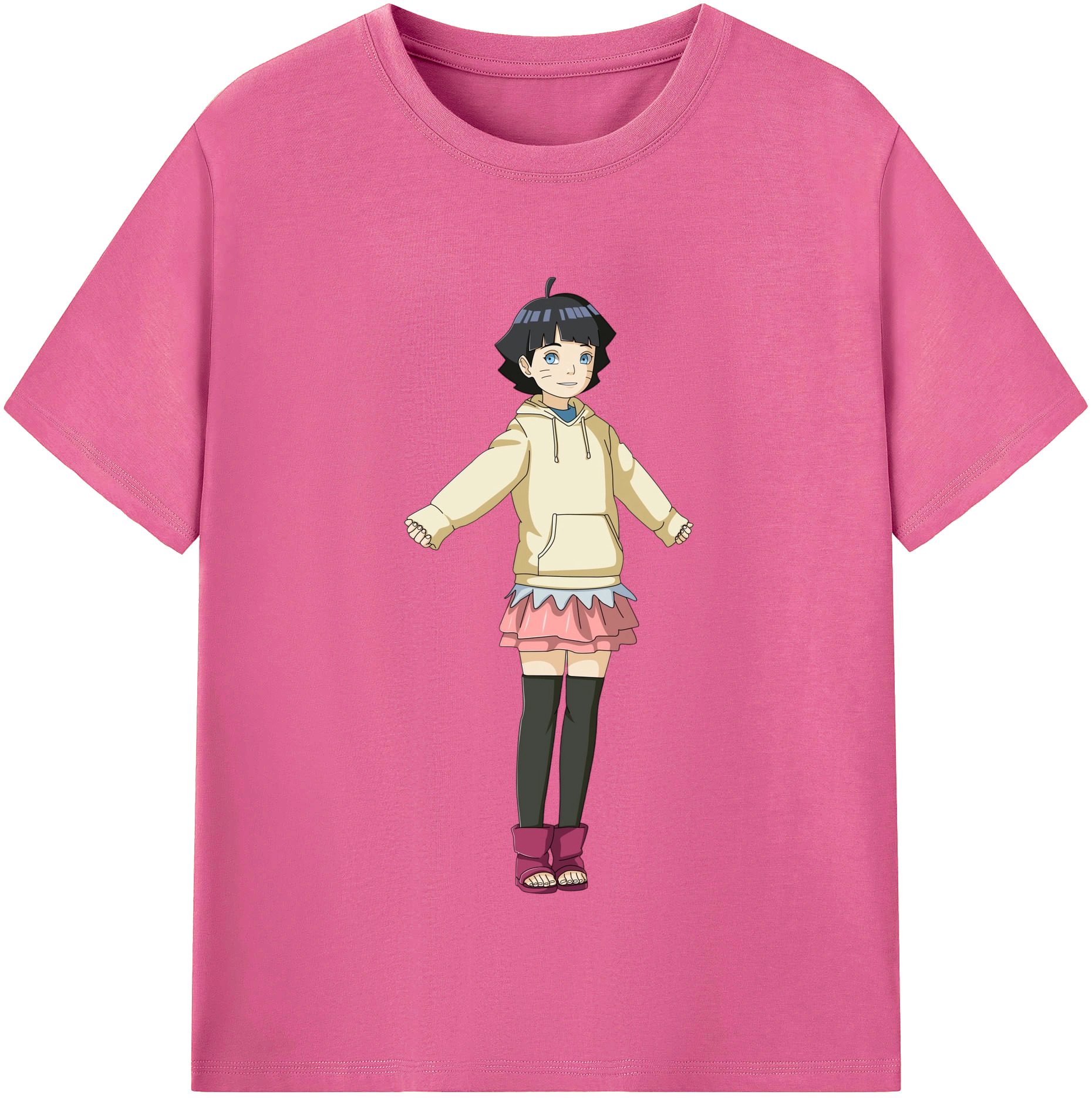 （画像用） NARUTO -ナルト- うずまき ヒマワリ Uzumaki Himawari レディースカジュアルプリントTシャツ（綿100％）
