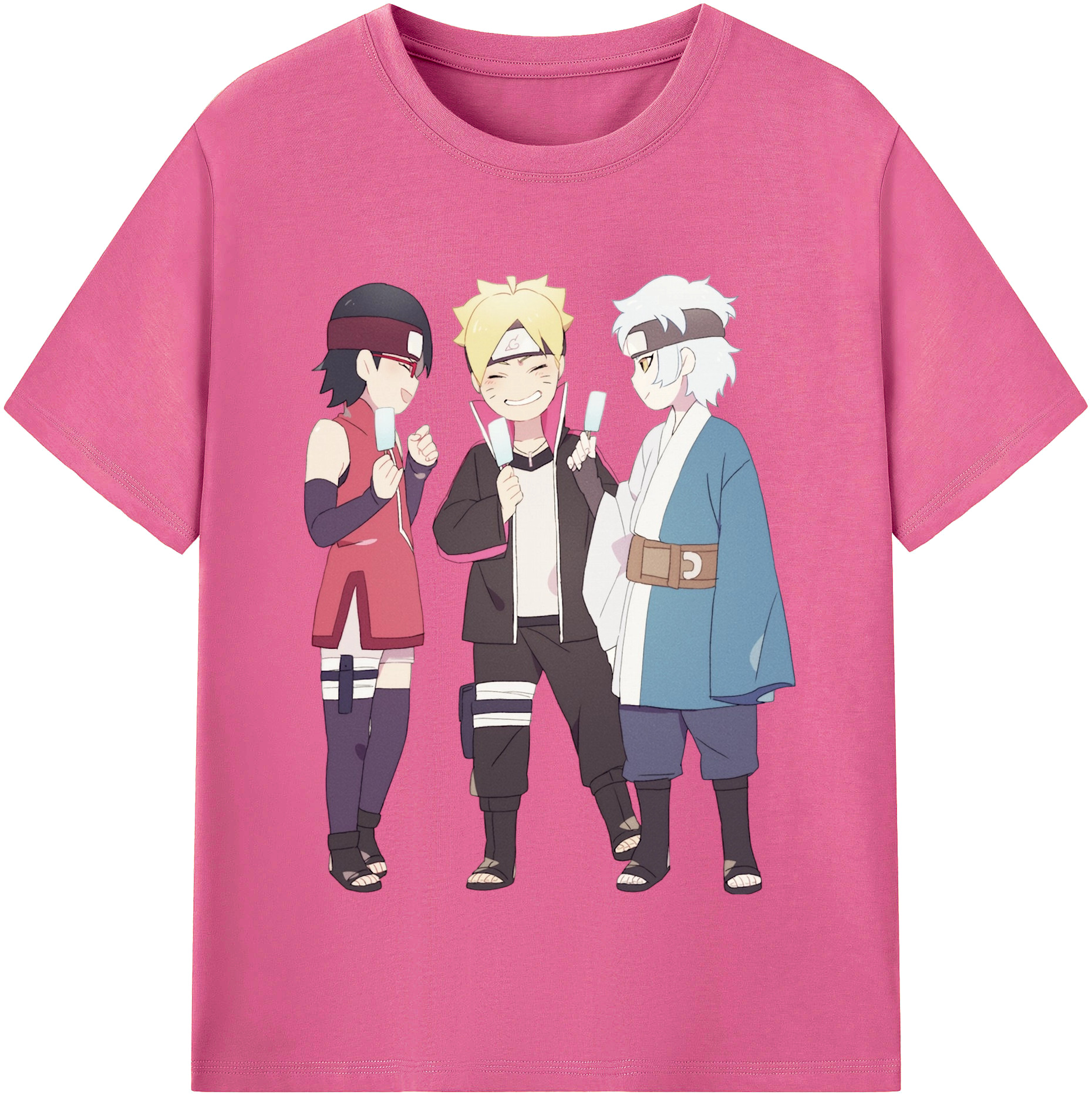 （画像用） NARUTO -ナルト- うちは サラダ Uchiha Sarada レディースカジュアルプリントTシャツ（綿100％）