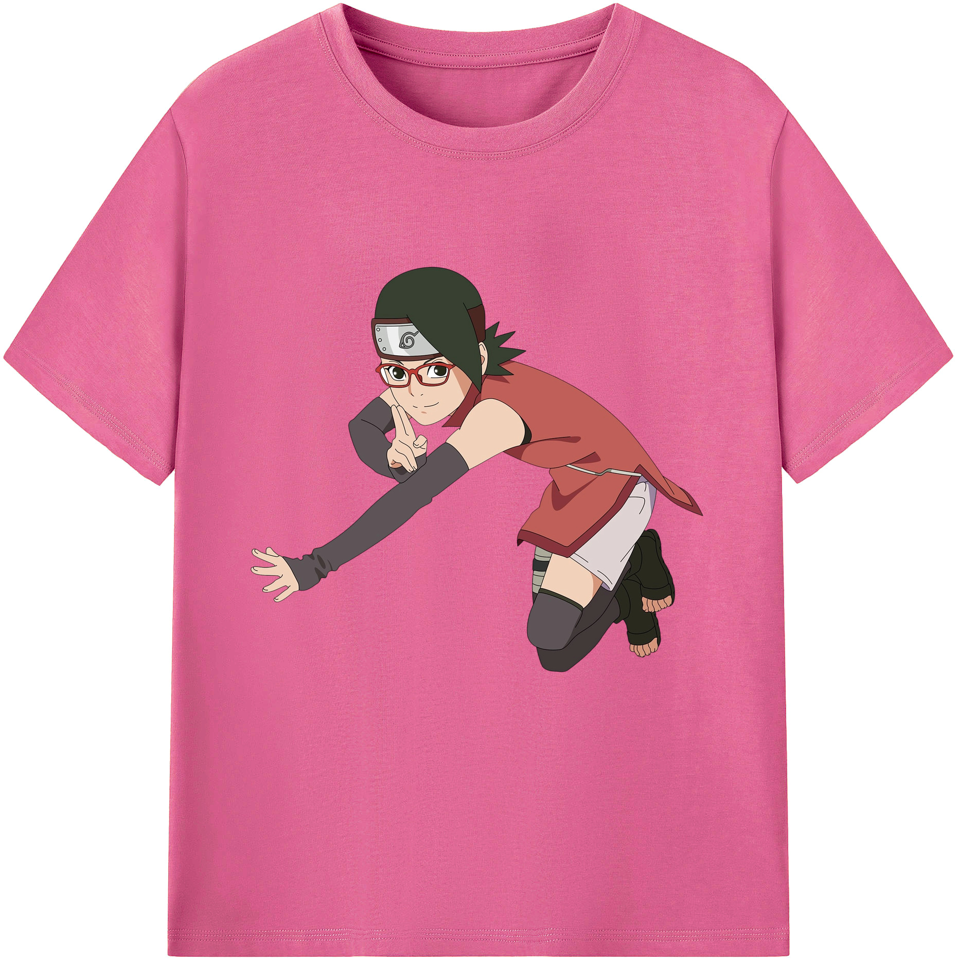 （画像用） NARUTO -ナルト- うちは サラダ Uchiha Sarada レディースカジュアルプリントTシャツ（綿100％）