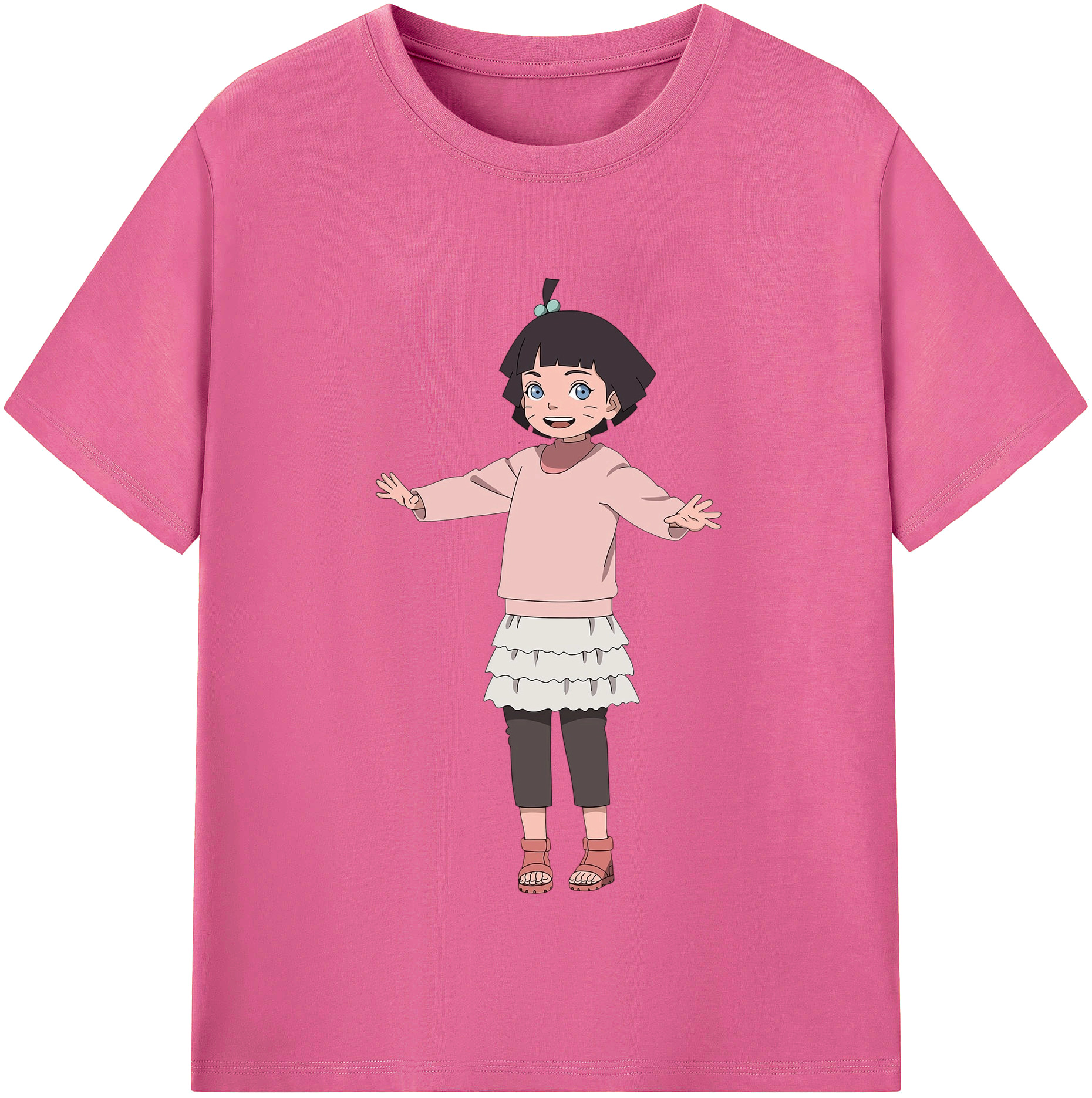 （画像用） NARUTO -ナルト- うずまき ヒマワリ Uzumaki Himawari レディースカジュアルプリントTシャツ（綿100％）