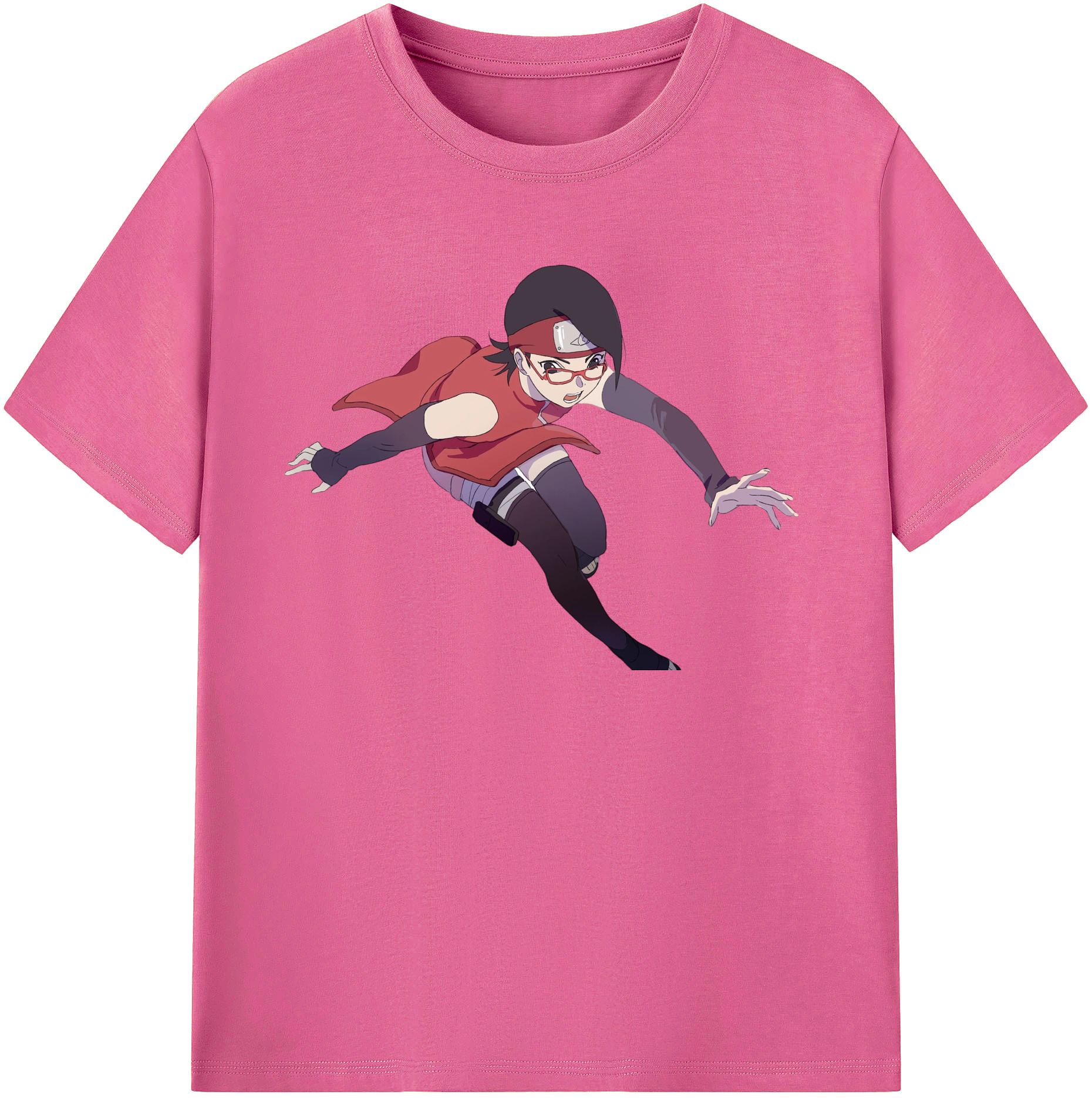 （画像用） NARUTO -ナルト- うちは サラダ Uchiha Sarada レディースカジュアルプリントTシャツ（綿100％）