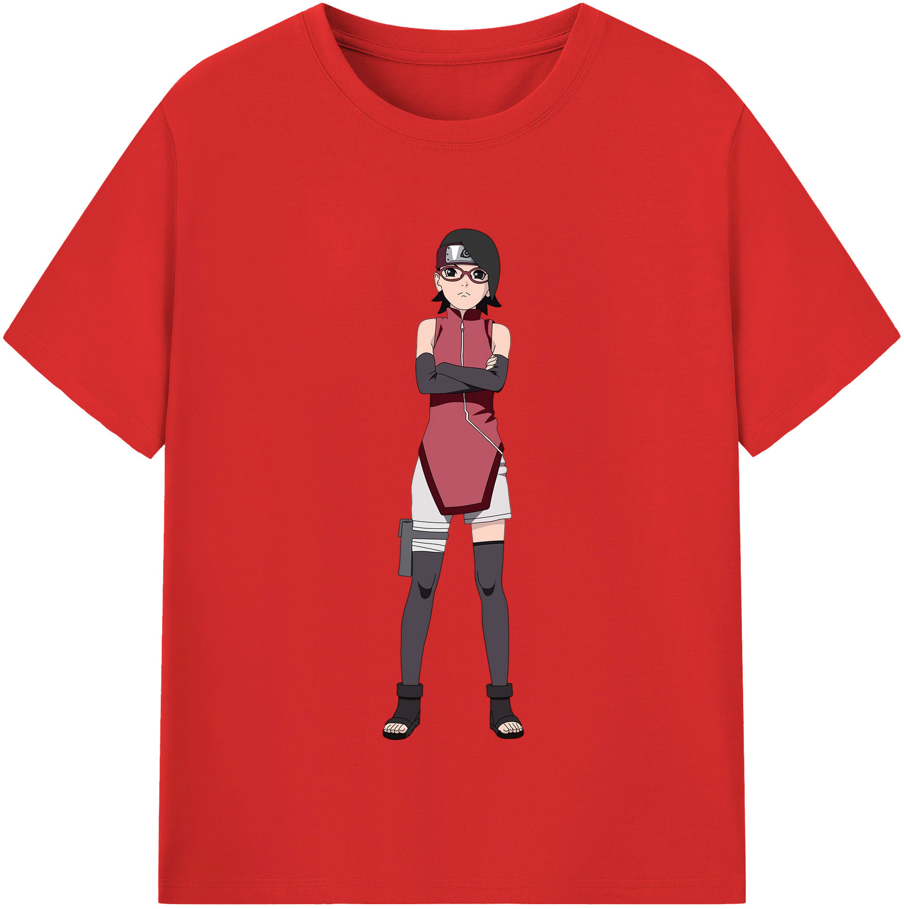 （画像用） NARUTO -ナルト- うちは サラダ Uchiha Sarada レディースカジュアルプリントTシャツ（綿100％）