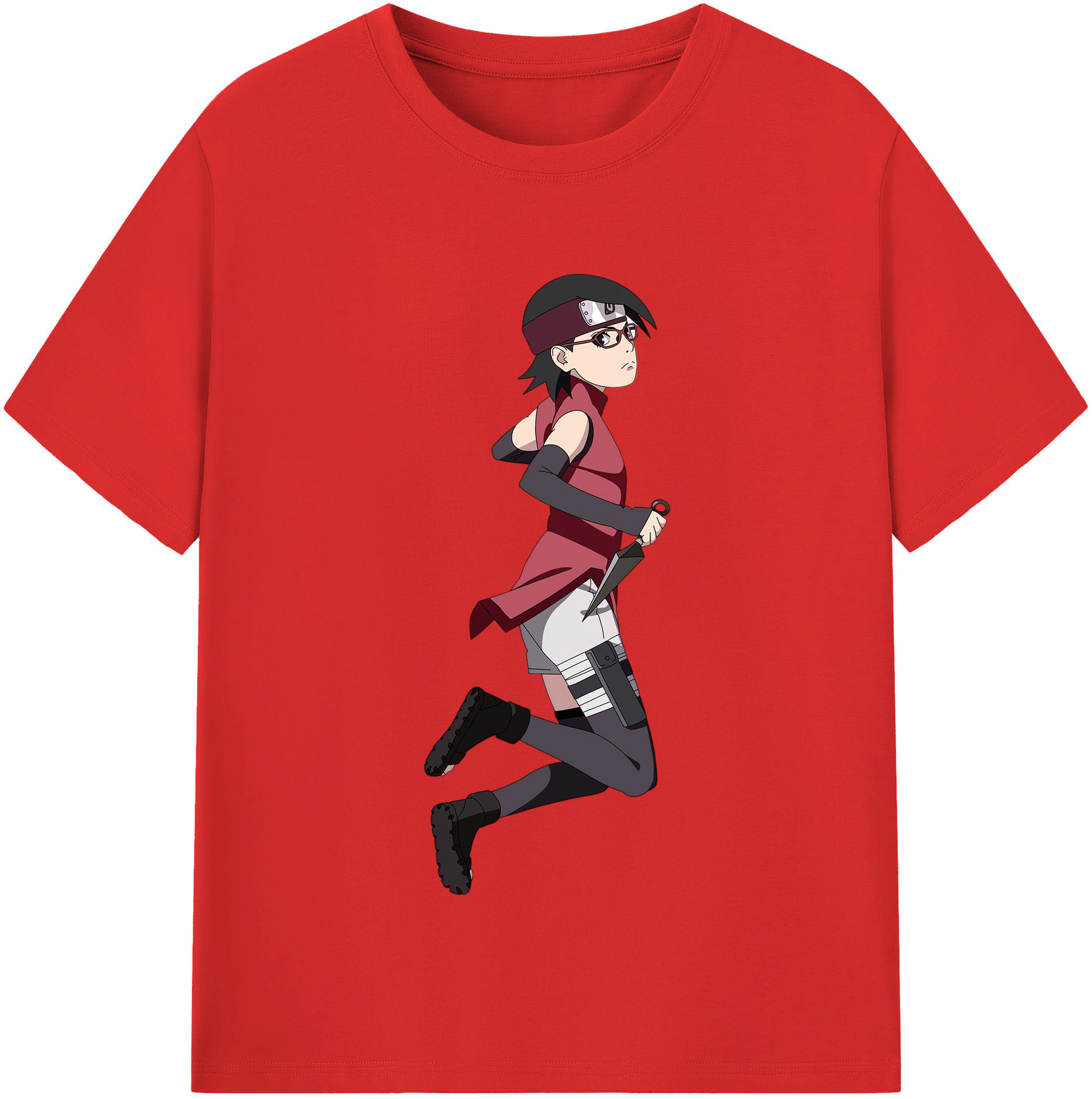 （画像用） NARUTO -ナルト- うちは サラダ Uchiha Sarada レディースカジュアルプリントTシャツ（綿100％）