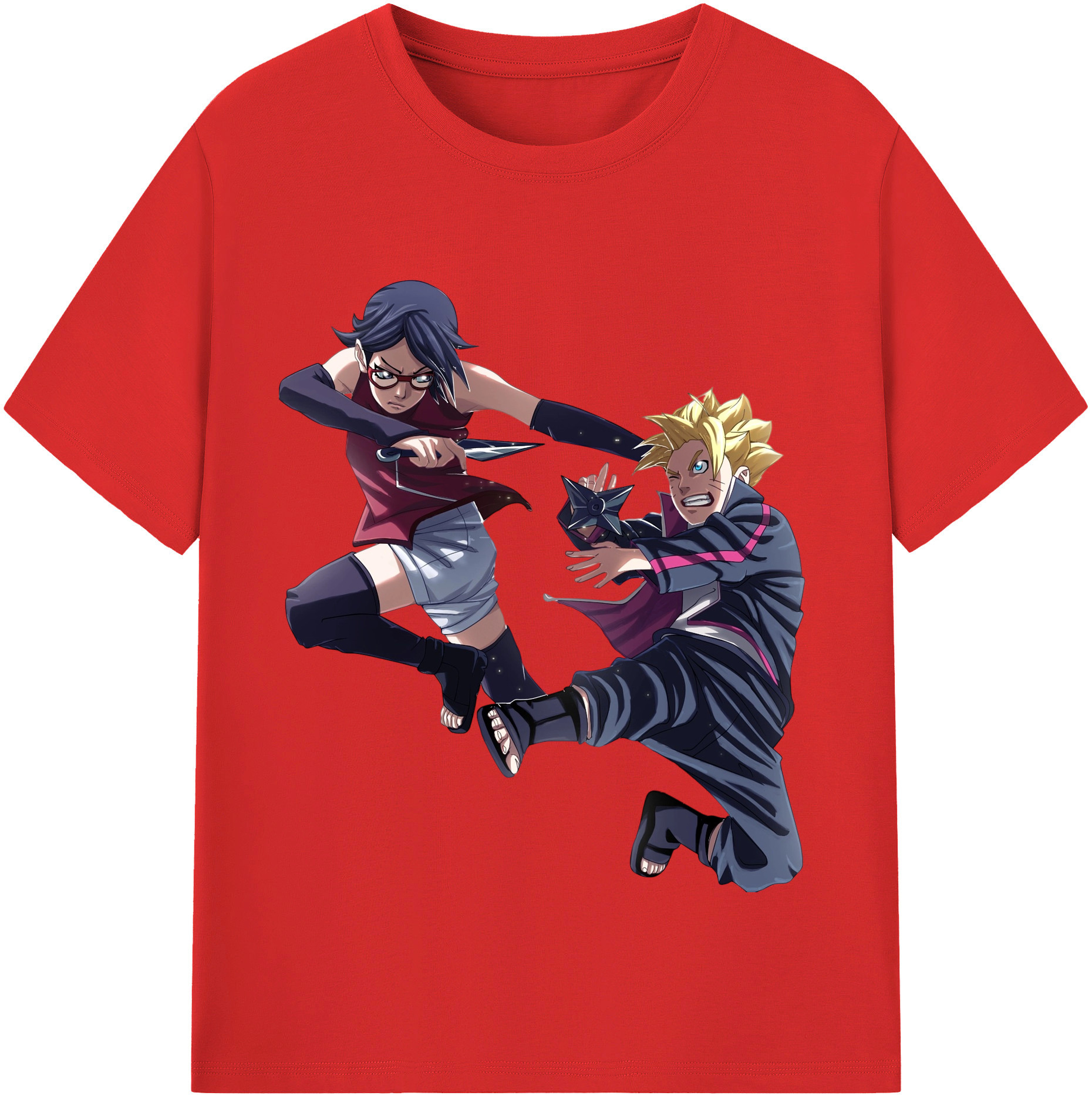 （画像用） NARUTO -ナルト- うちは サラダ Uchiha Sarada レディースカジュアルプリントTシャツ（綿100％）