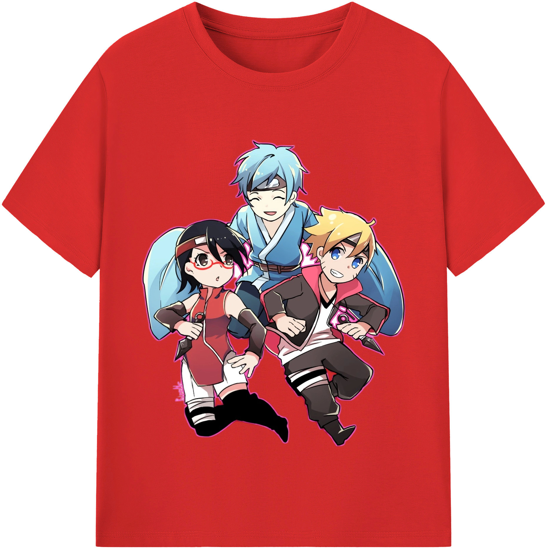 （画像用） NARUTO -ナルト- うちは サラダ Uchiha Sarada レディースカジュアルプリントTシャツ（綿100％）