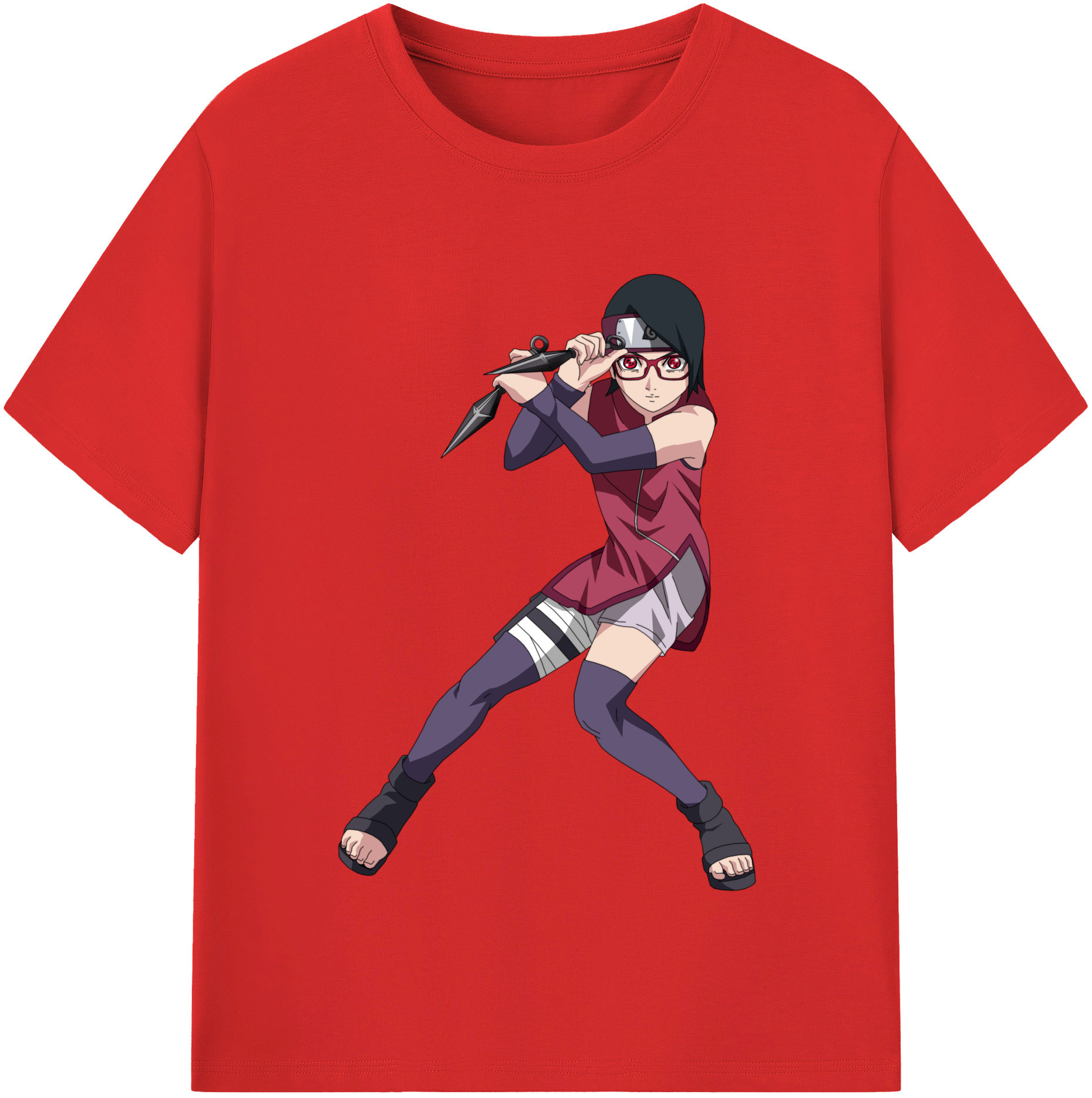 （画像用） NARUTO -ナルト- うちは サラダ Uchiha Sarada レディースカジュアルプリントTシャツ（綿100％）
