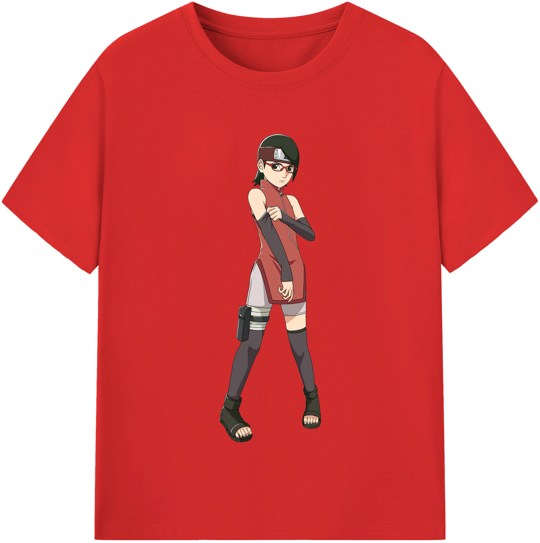 （画像用） NARUTO -ナルト- うちは サラダ Uchiha Sarada レディースカジュアルプリントTシャツ（綿100％）