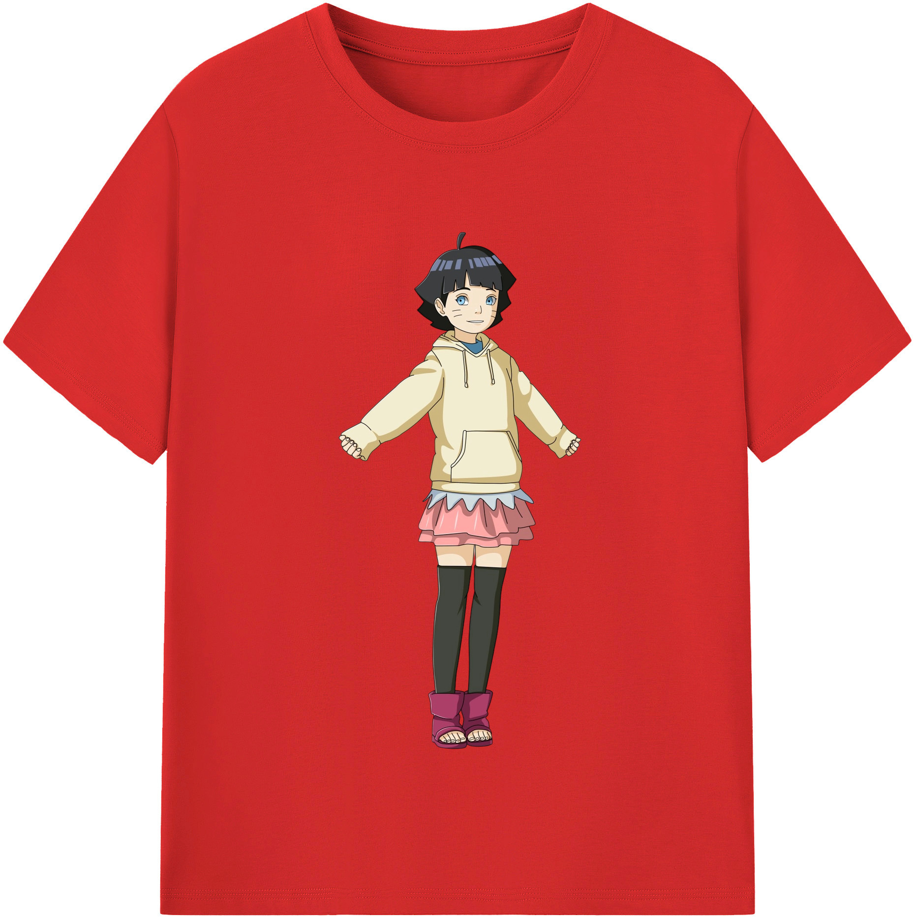 （画像用） NARUTO -ナルト- うずまき ヒマワリ Uzumaki Himawari レディースカジュアルプリントTシャツ（綿100％）