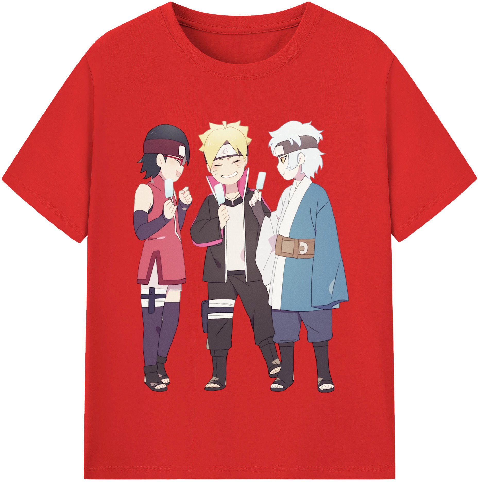 （画像用） NARUTO -ナルト- うちは サラダ Uchiha Sarada レディースカジュアルプリントTシャツ（綿100％）