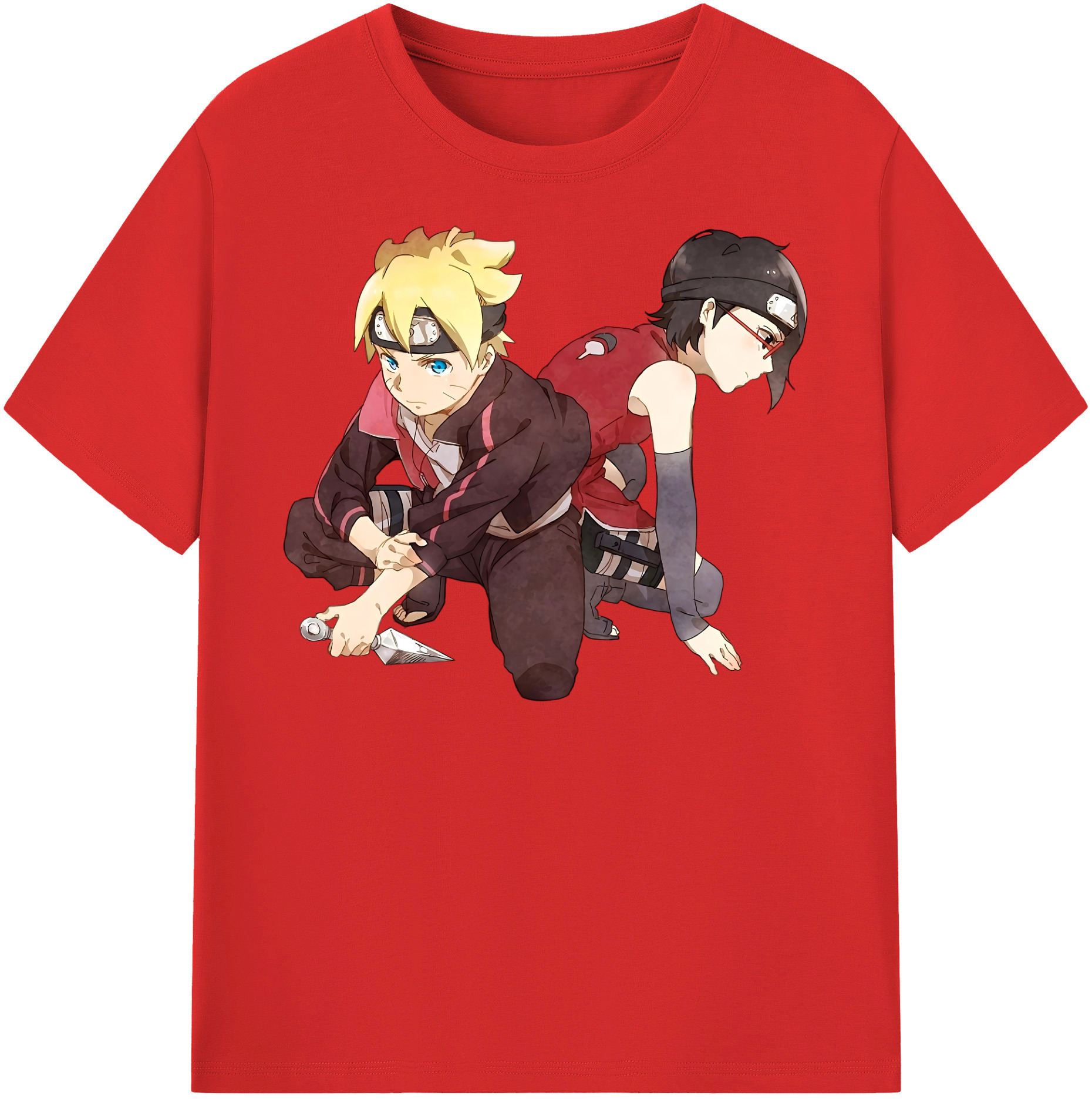 （画像用） NARUTO -ナルト- うちは サラダ Uchiha Sarada レディースカジュアルプリントTシャツ（綿100％）