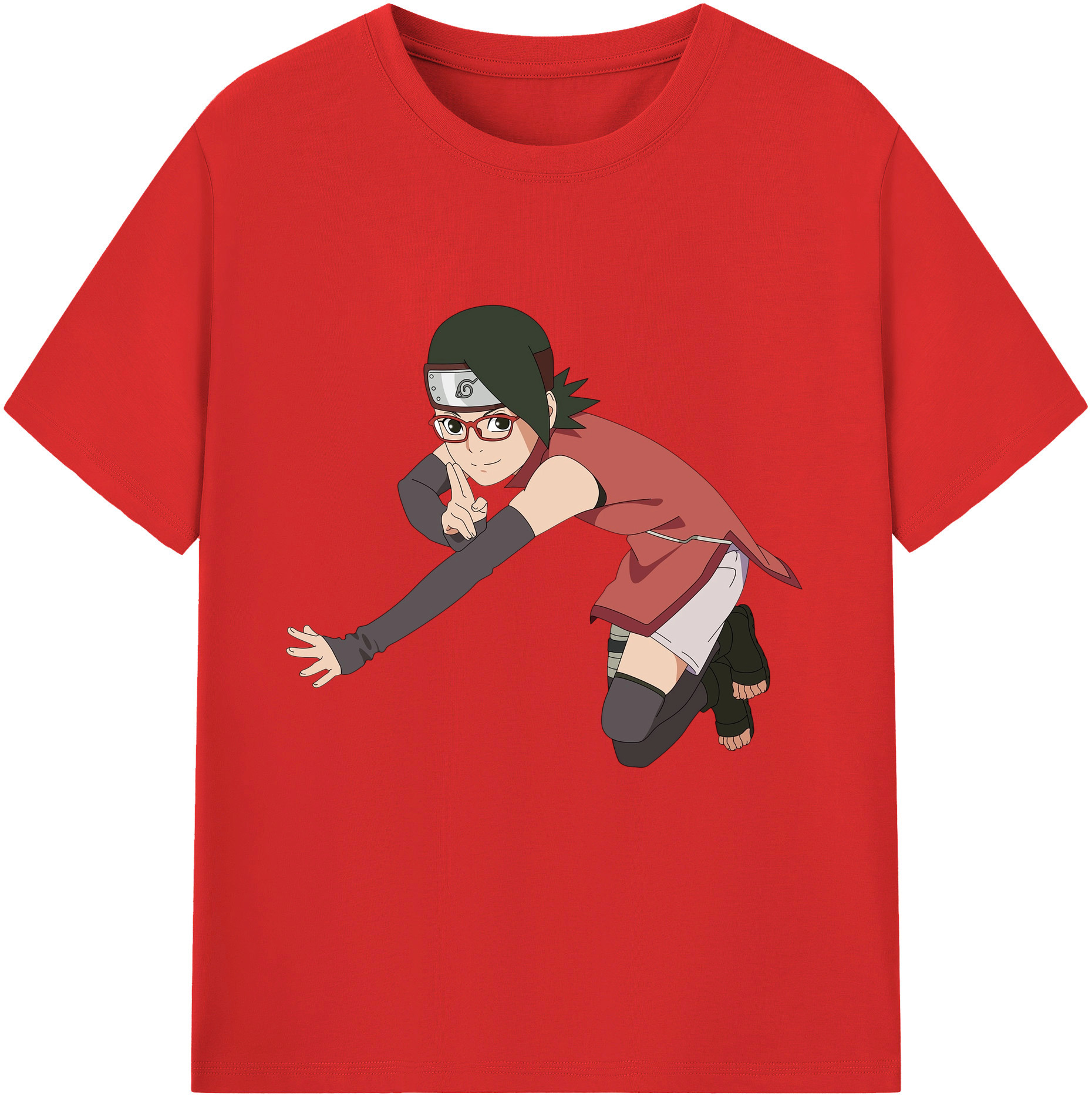 （画像用） NARUTO -ナルト- うちは サラダ Uchiha Sarada レディースカジュアルプリントTシャツ（綿100％）