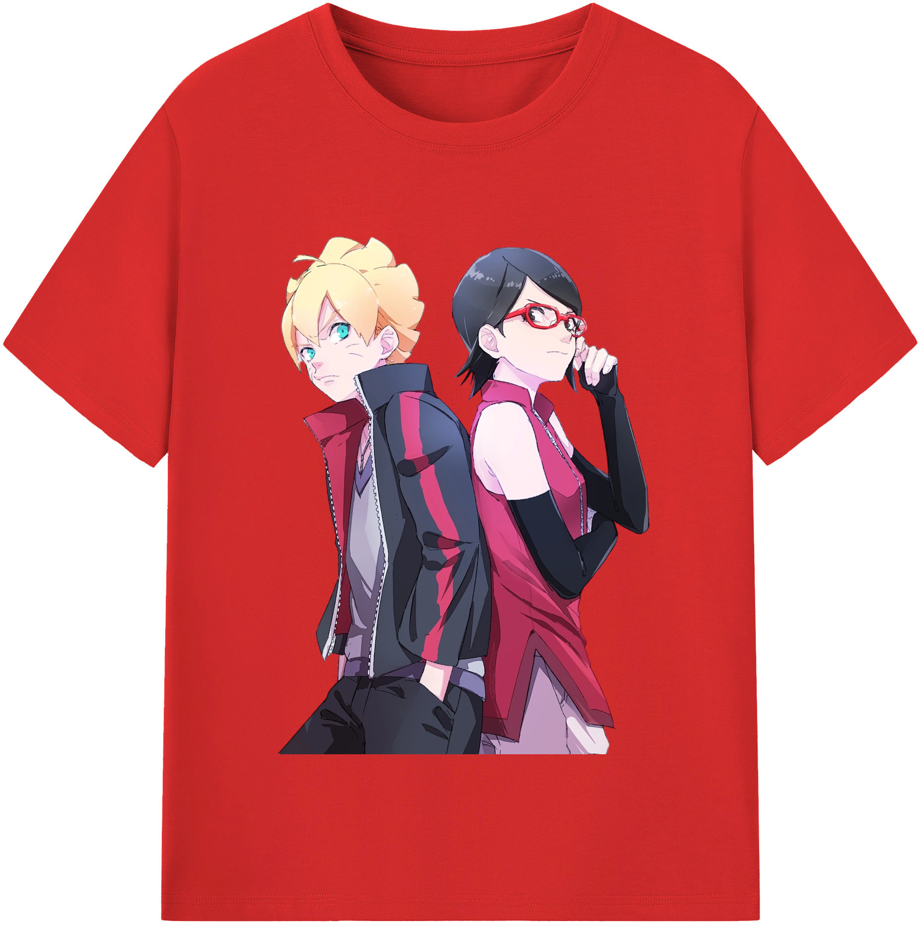 （画像用） NARUTO -ナルト- うちは サラダ Uchiha Sarada レディースカジュアルプリントTシャツ（綿100％）