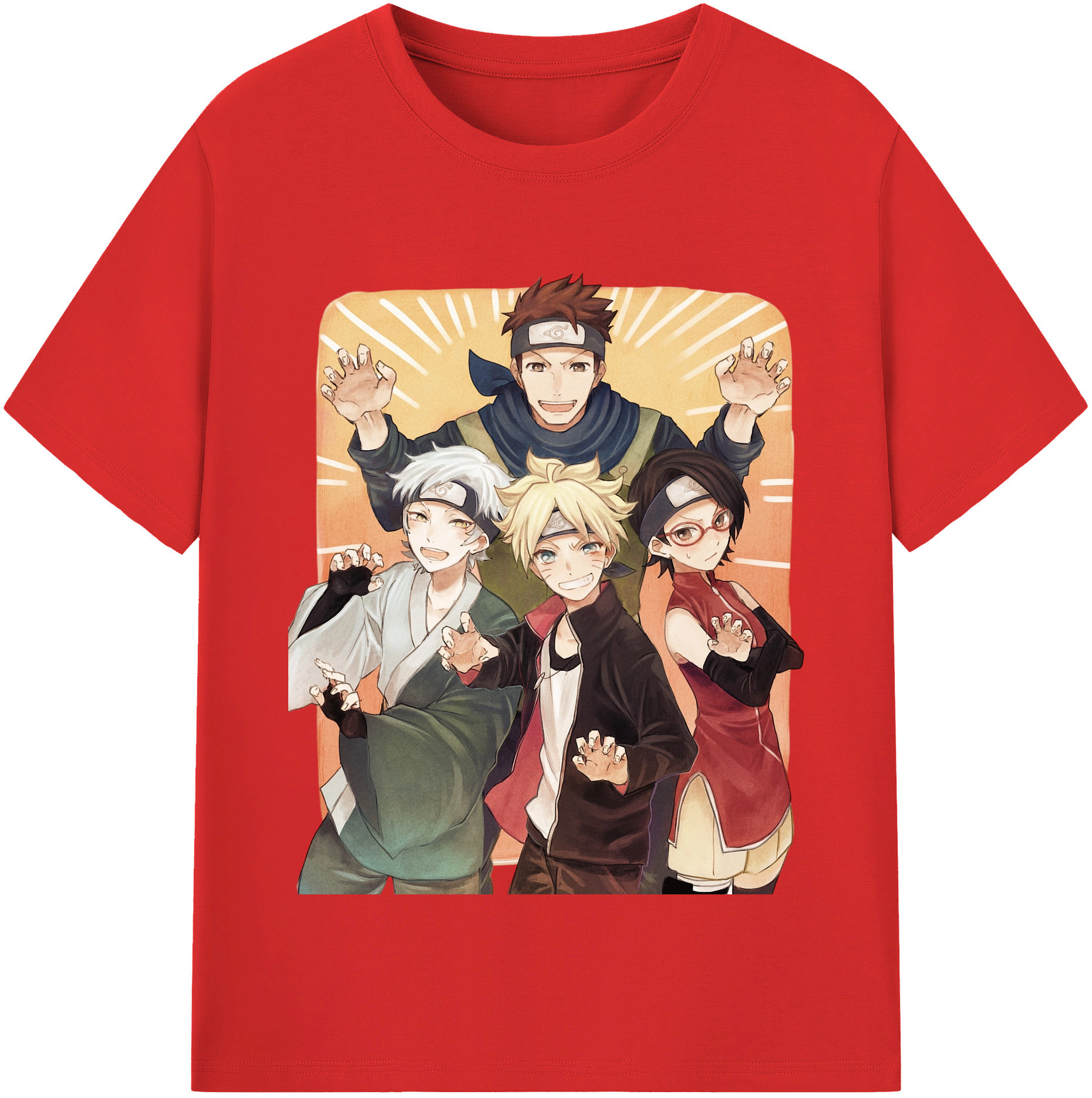 （画像用） NARUTO -ナルト- うちは サラダ Uchiha Sarada レディースカジュアルプリントTシャツ（綿100％）