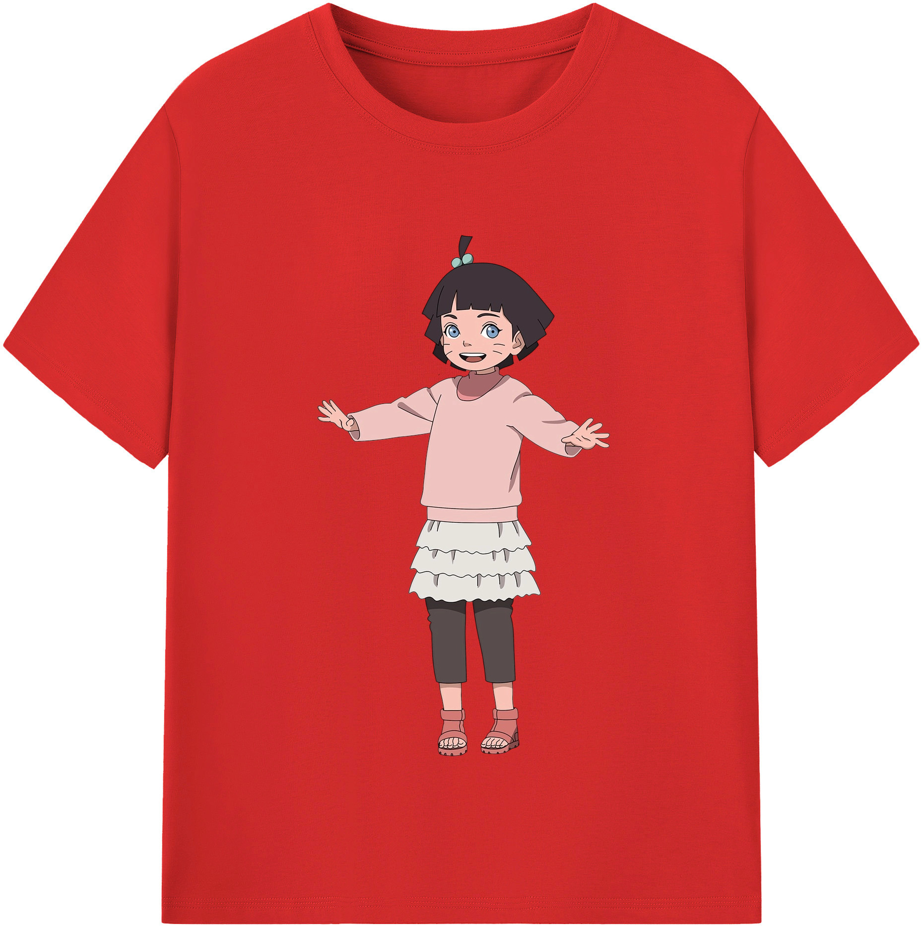 （画像用） NARUTO -ナルト- うずまき ヒマワリ Uzumaki Himawari レディースカジュアルプリントTシャツ（綿100％）