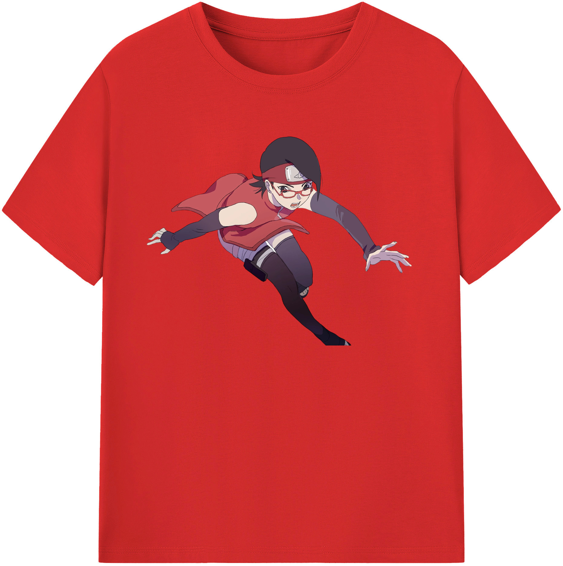 （画像用） NARUTO -ナルト- うちは サラダ Uchiha Sarada レディースカジュアルプリントTシャツ（綿100％）