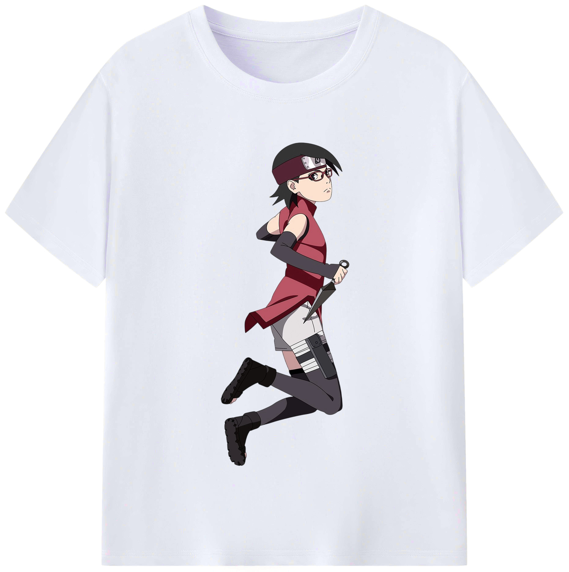 （画像用） NARUTO -ナルト- うちは サラダ Uchiha Sarada レディースカジュアルプリントTシャツ（綿100％）