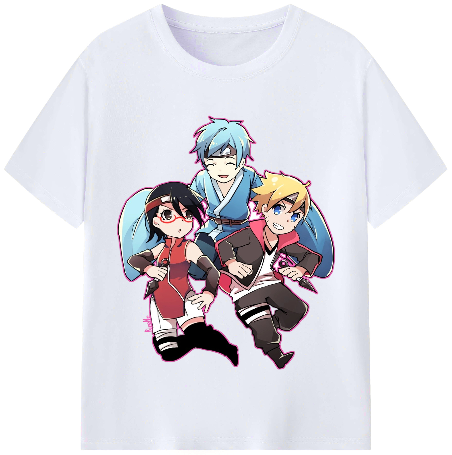 （画像用） NARUTO -ナルト- うちは サラダ Uchiha Sarada レディースカジュアルプリントTシャツ（綿100％）