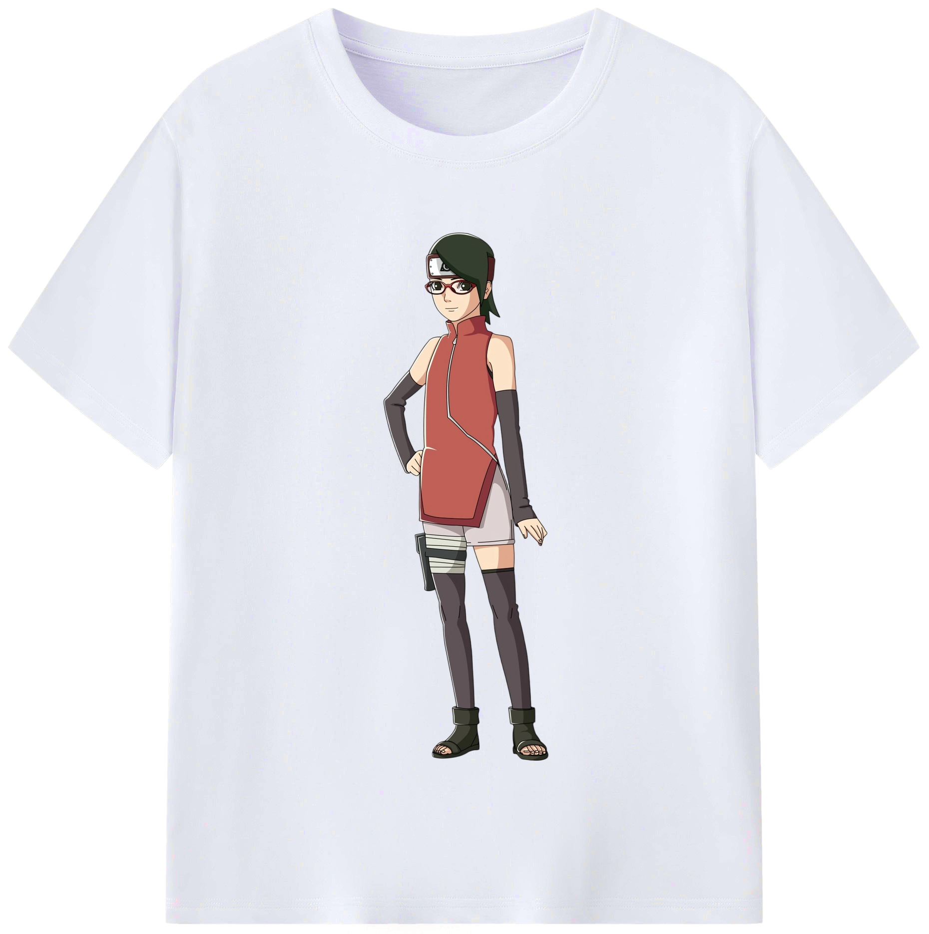 （画像用） NARUTO -ナルト- うちは サラダ Uchiha Sarada レディースカジュアルプリントTシャツ（綿100％）