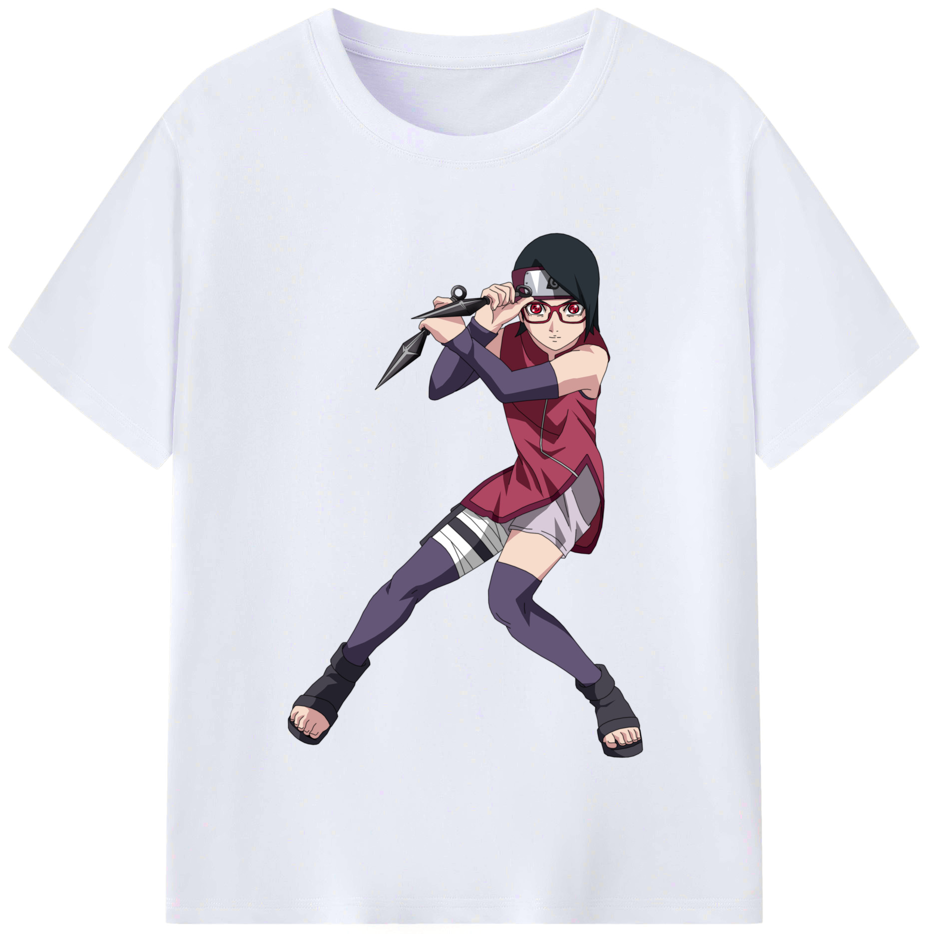 （画像用） NARUTO -ナルト- うちは サラダ Uchiha Sarada レディースカジュアルプリントTシャツ（綿100％）