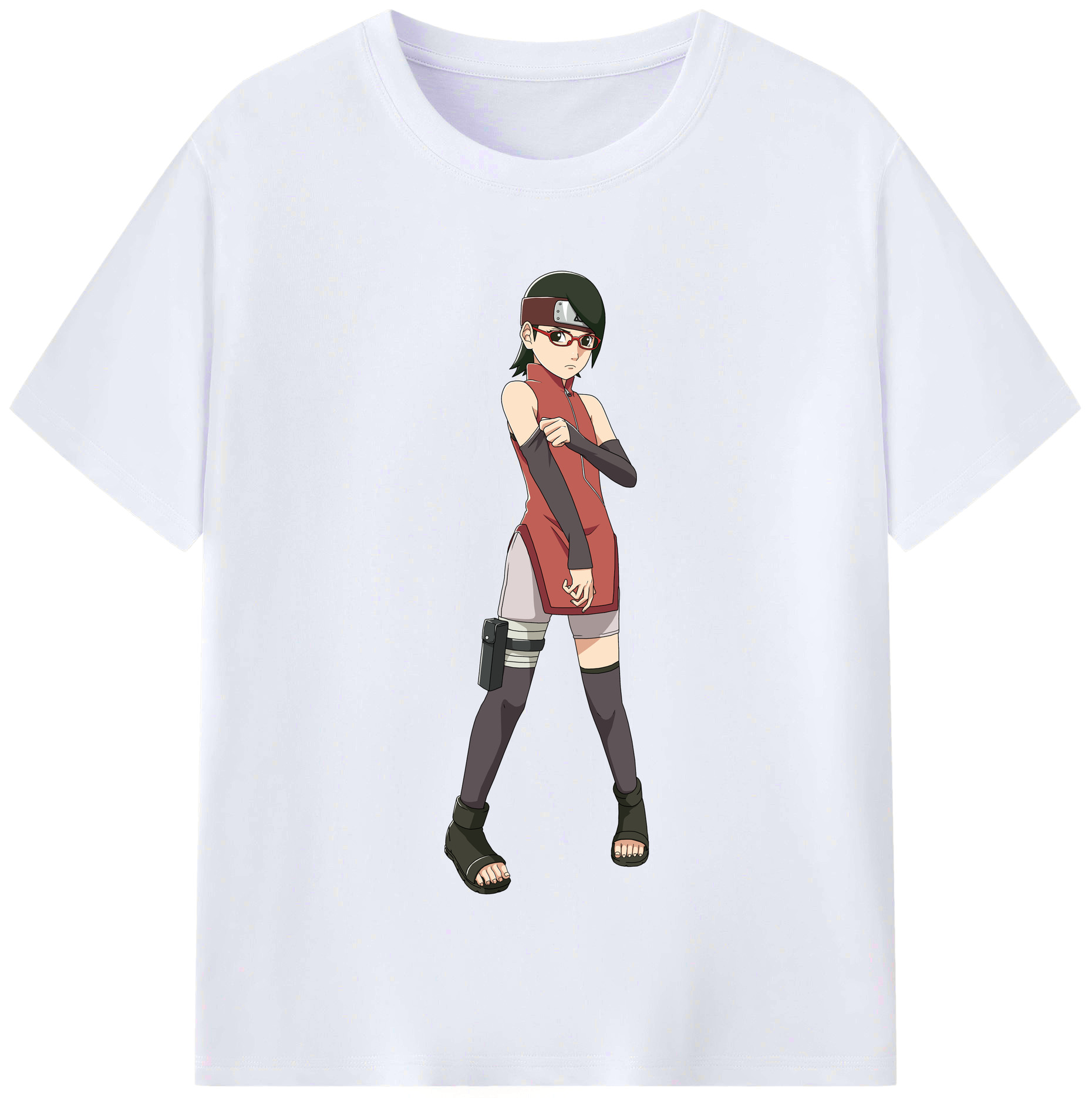 （画像用） NARUTO -ナルト- うちは サラダ Uchiha Sarada レディースカジュアルプリントTシャツ（綿100％）