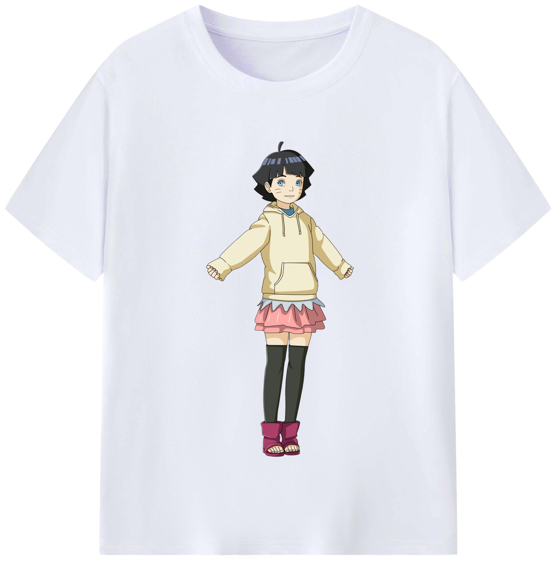 （画像用） NARUTO -ナルト- うずまき ヒマワリ Uzumaki Himawari レディースカジュアルプリントTシャツ（綿100％）