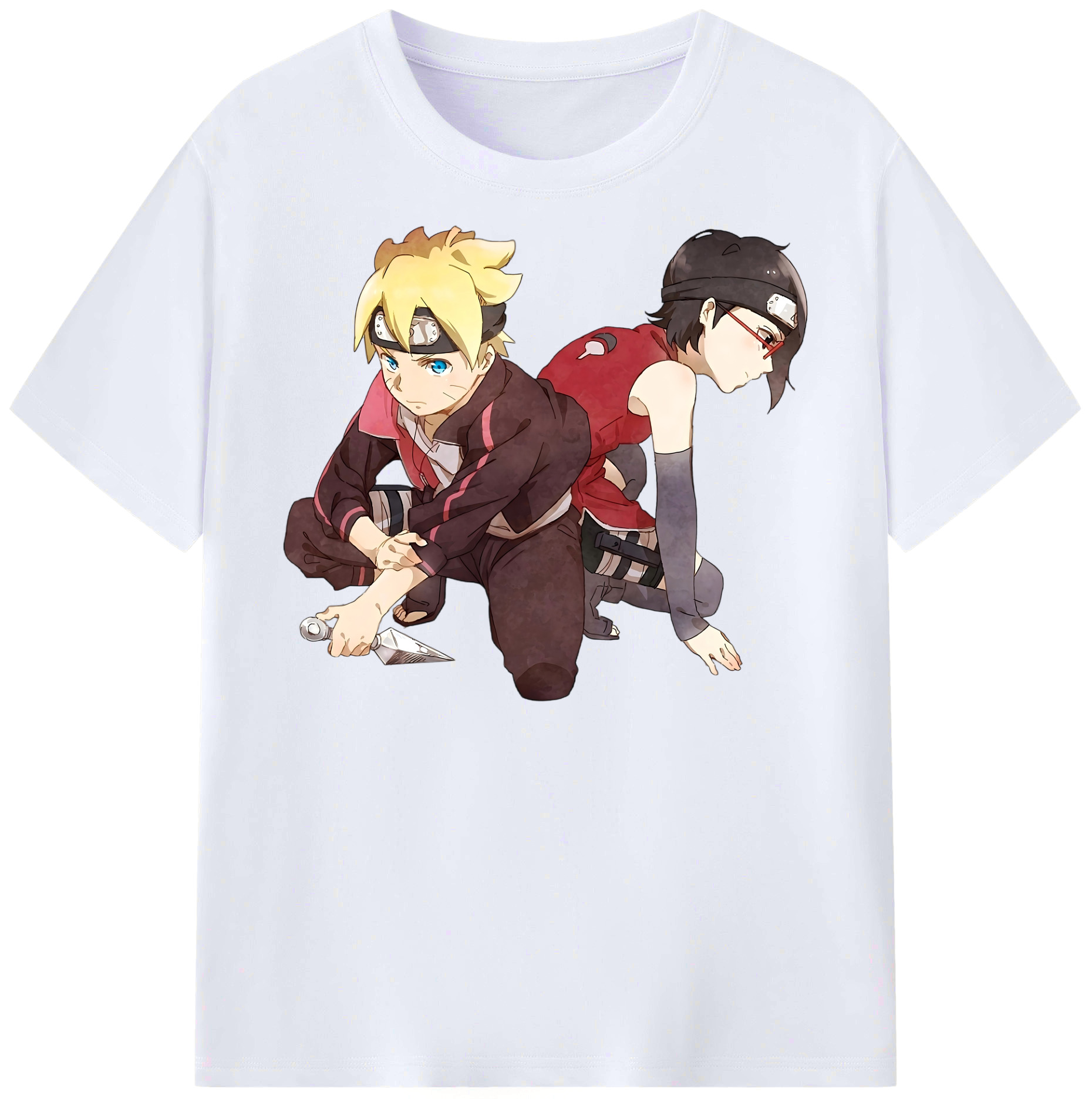 （画像用） NARUTO -ナルト- うちは サラダ Uchiha Sarada レディースカジュアルプリントTシャツ（綿100％）