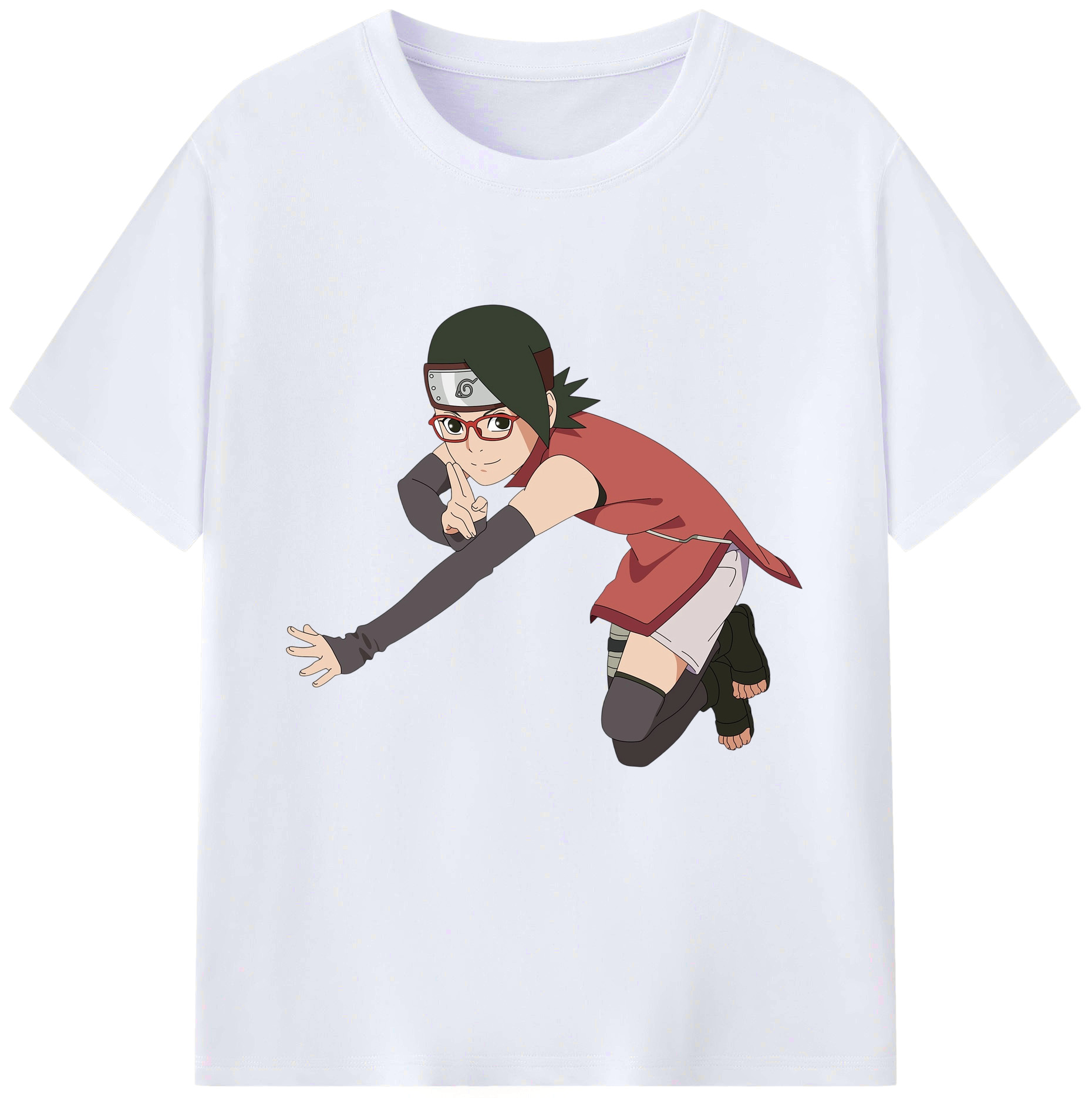（画像用） NARUTO -ナルト- うちは サラダ Uchiha Sarada レディースカジュアルプリントTシャツ（綿100％）