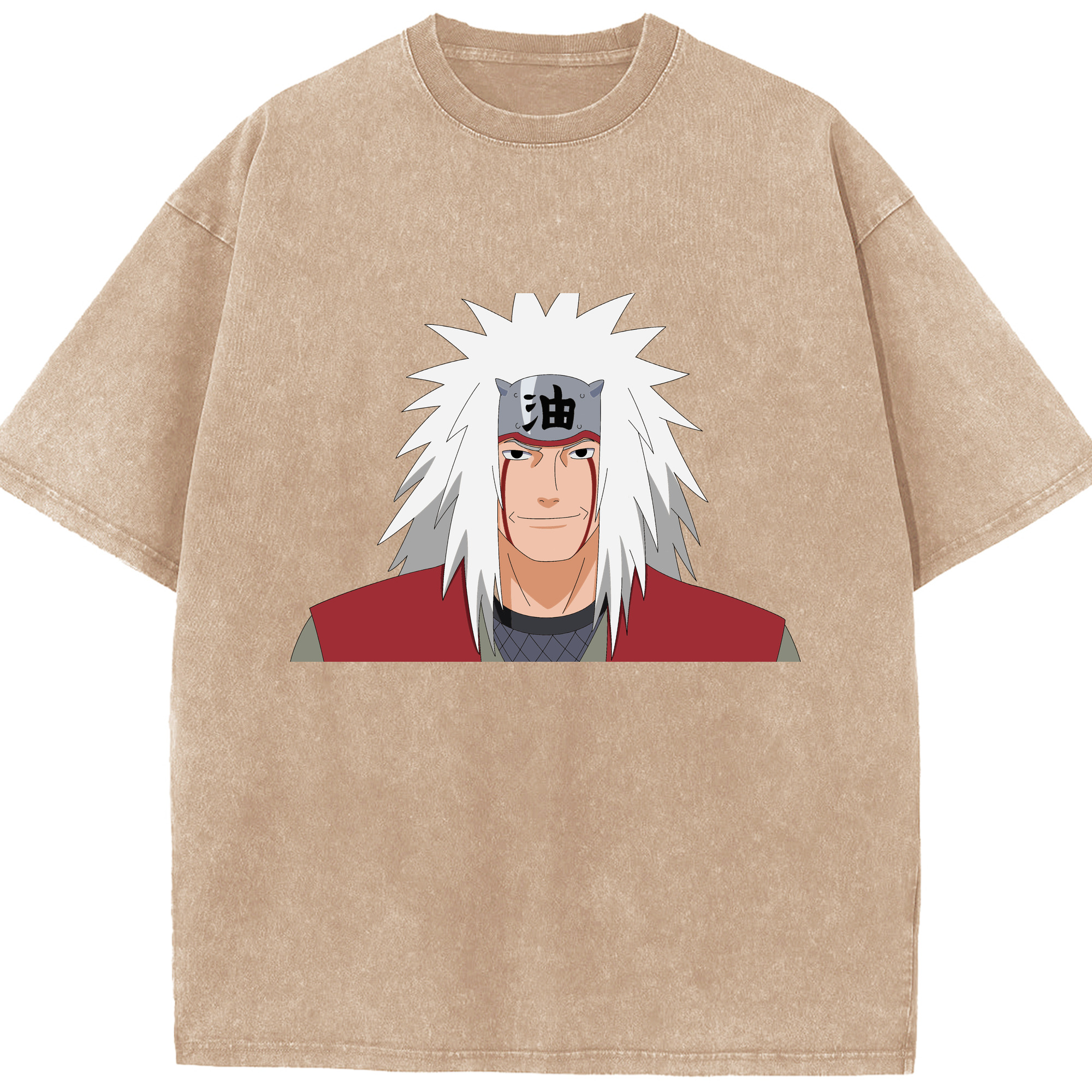 （画像用） NARUTO -ナルト- 自来也（じらいや） Jiraiya 綿100% ヴィンテージ風 半袖Tシャツ（フロントプリント）