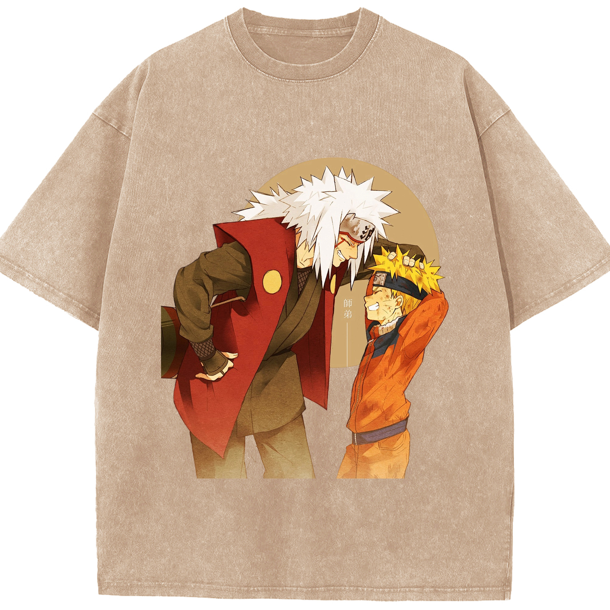 （画像用） NARUTO -ナルト- 自来也（じらいや） Jiraiya 綿100% ヴィンテージ風 半袖Tシャツ（フロントプリント）