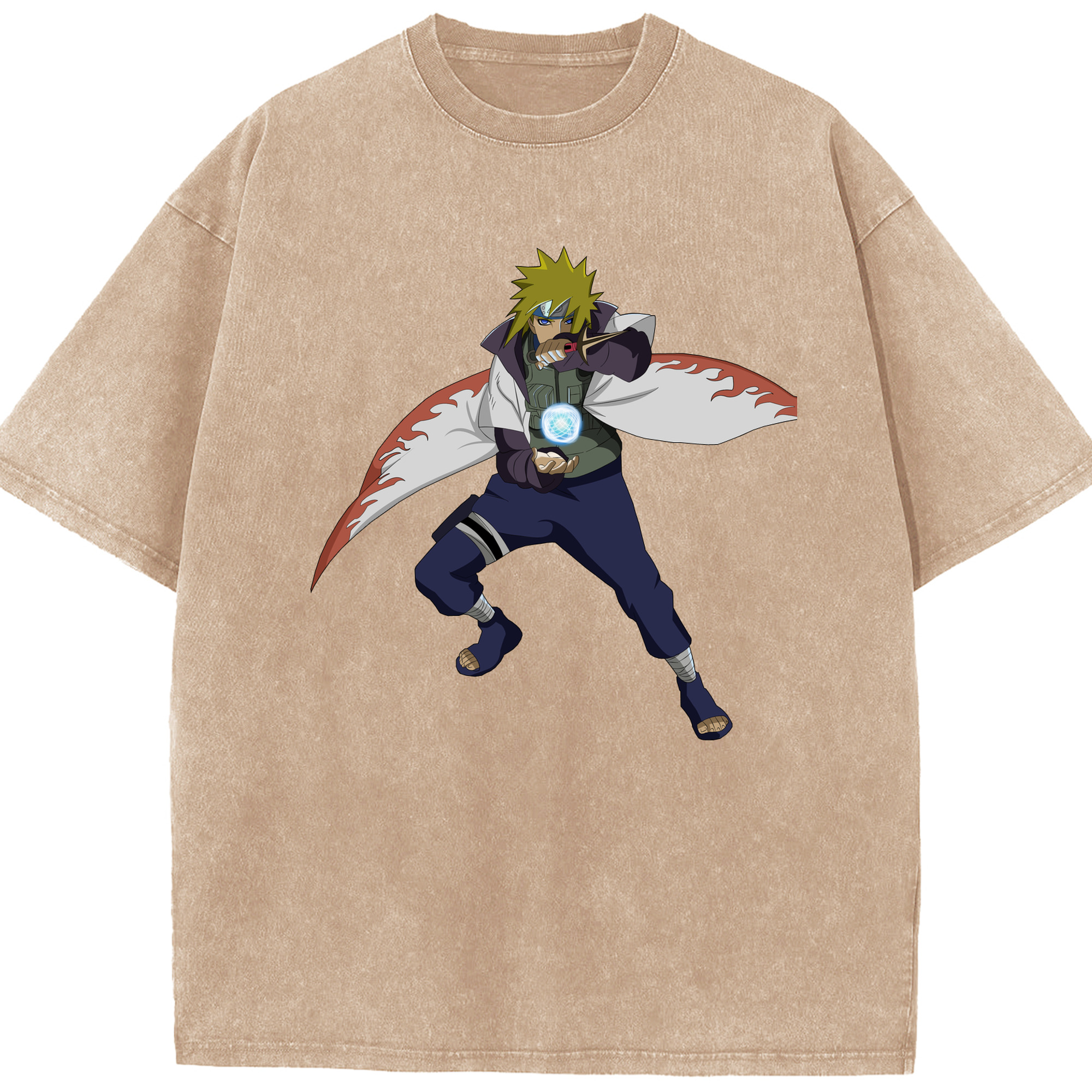 （画像用） NARUTO -ナルト- 波風 ミナト Namikaze Minato 綿100% ヴィンテージ風 半袖Tシャツ（フロントプリント）