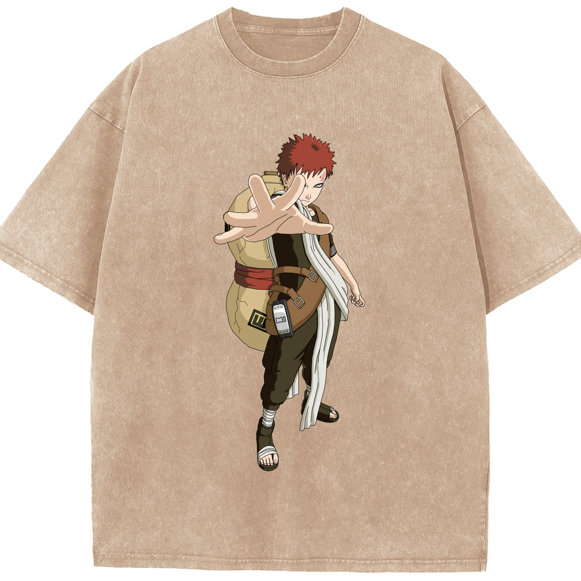 （画像用） NARUTO -ナルト- ガアラ Gaara 綿100% ヴィンテージ風 半袖Tシャツ（フロントプリント）