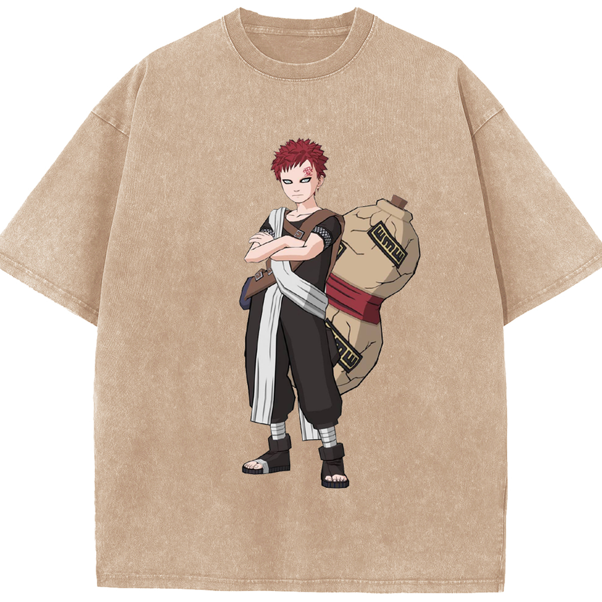 （画像用） NARUTO -ナルト- ガアラ Gaara 綿100% ヴィンテージ風 半袖Tシャツ（フロントプリント）