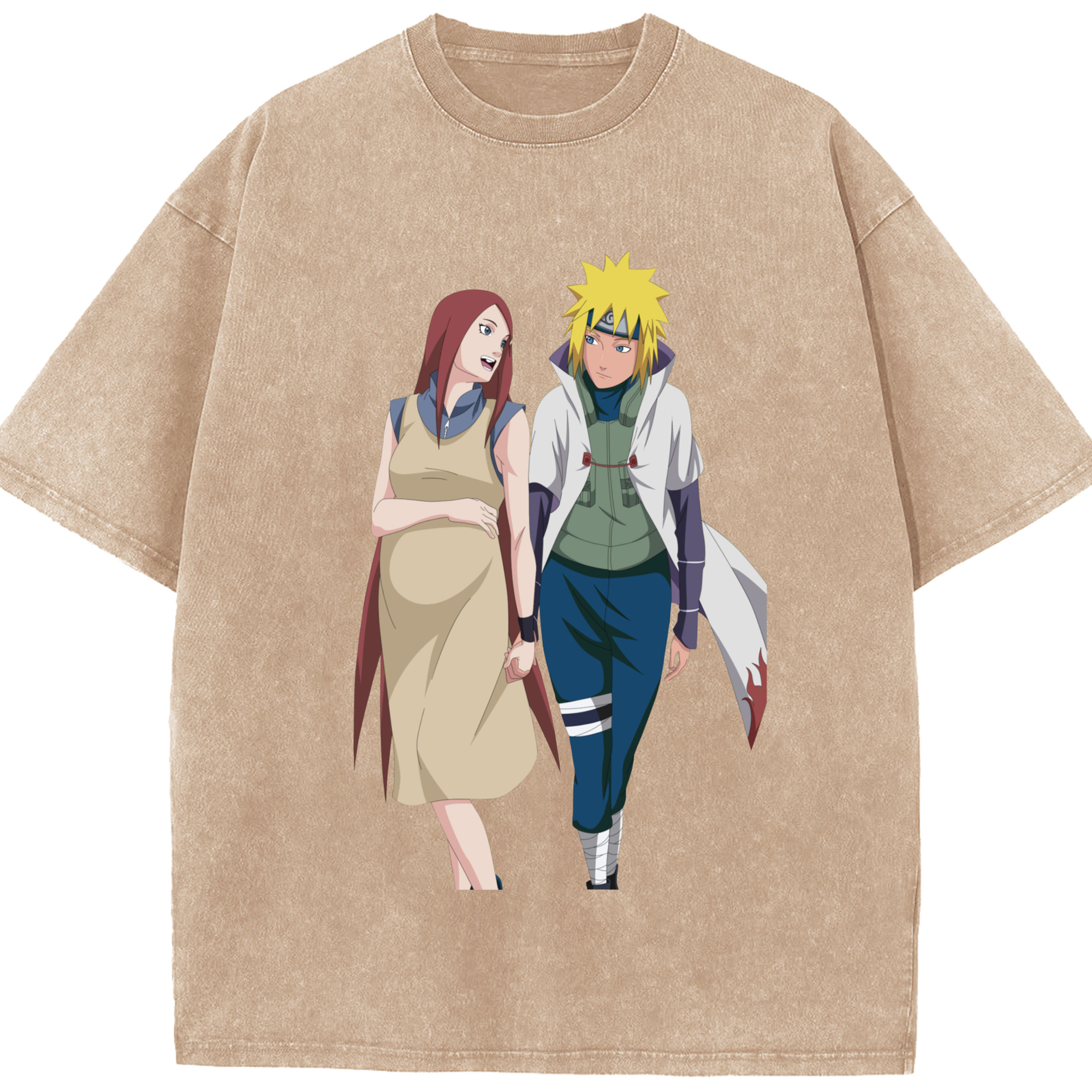 （画像用） NARUTO -ナルト- 波風 ミナト Namikaze Minato 綿100% ヴィンテージ風 半袖Tシャツ（フロントプリント）
