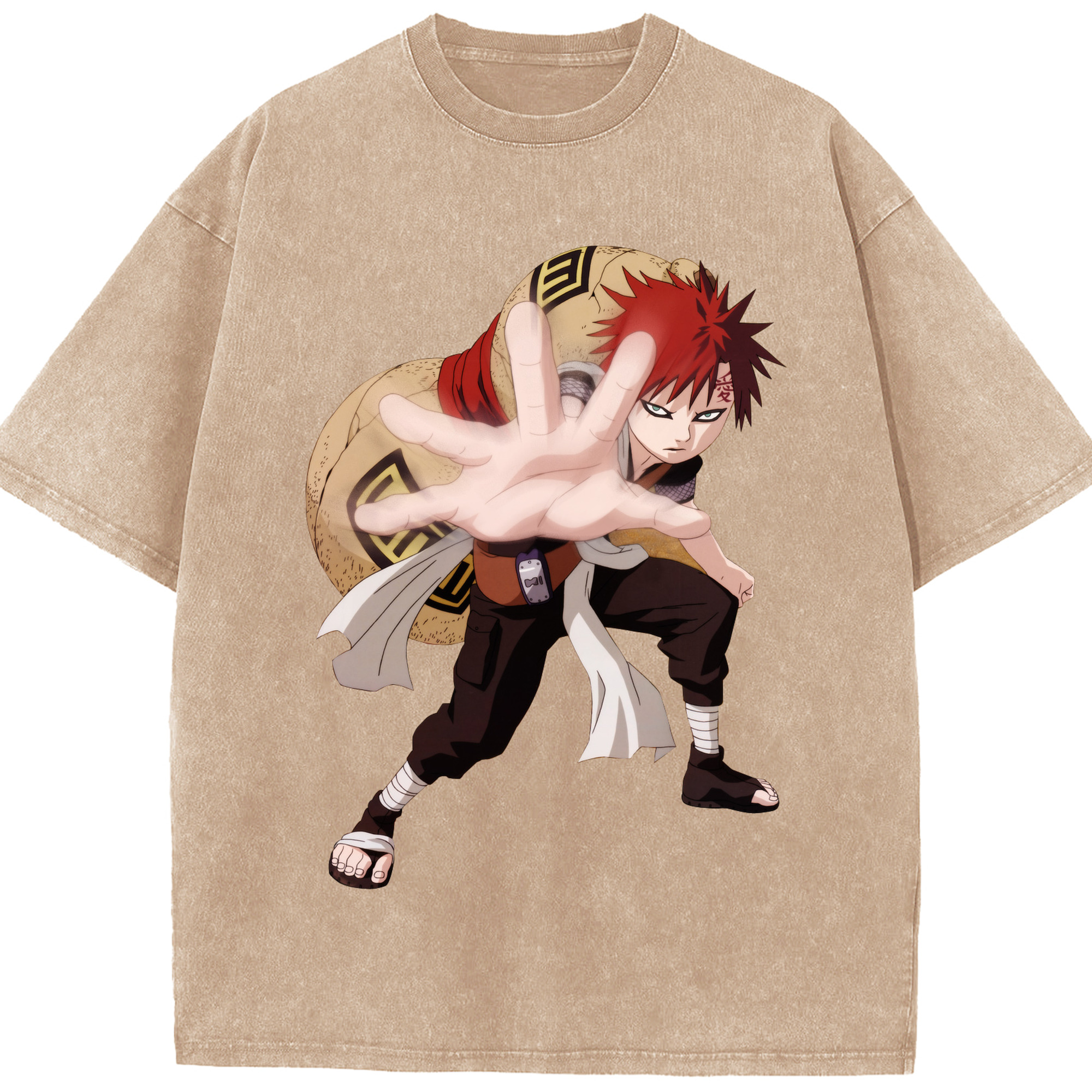 （画像用） NARUTO -ナルト- ガアラ Gaara 綿100% ヴィンテージ風 半袖Tシャツ（フロントプリント）